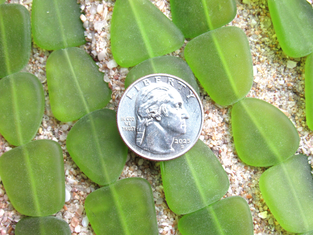 Cultured Sea Glass Beads 22-24mm Freeform - Olive Green Frosted