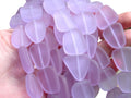 Cultured Sea Glass Beads 22-24mm Freeform - Periwinkle Light Purple Flat Frosted Strand