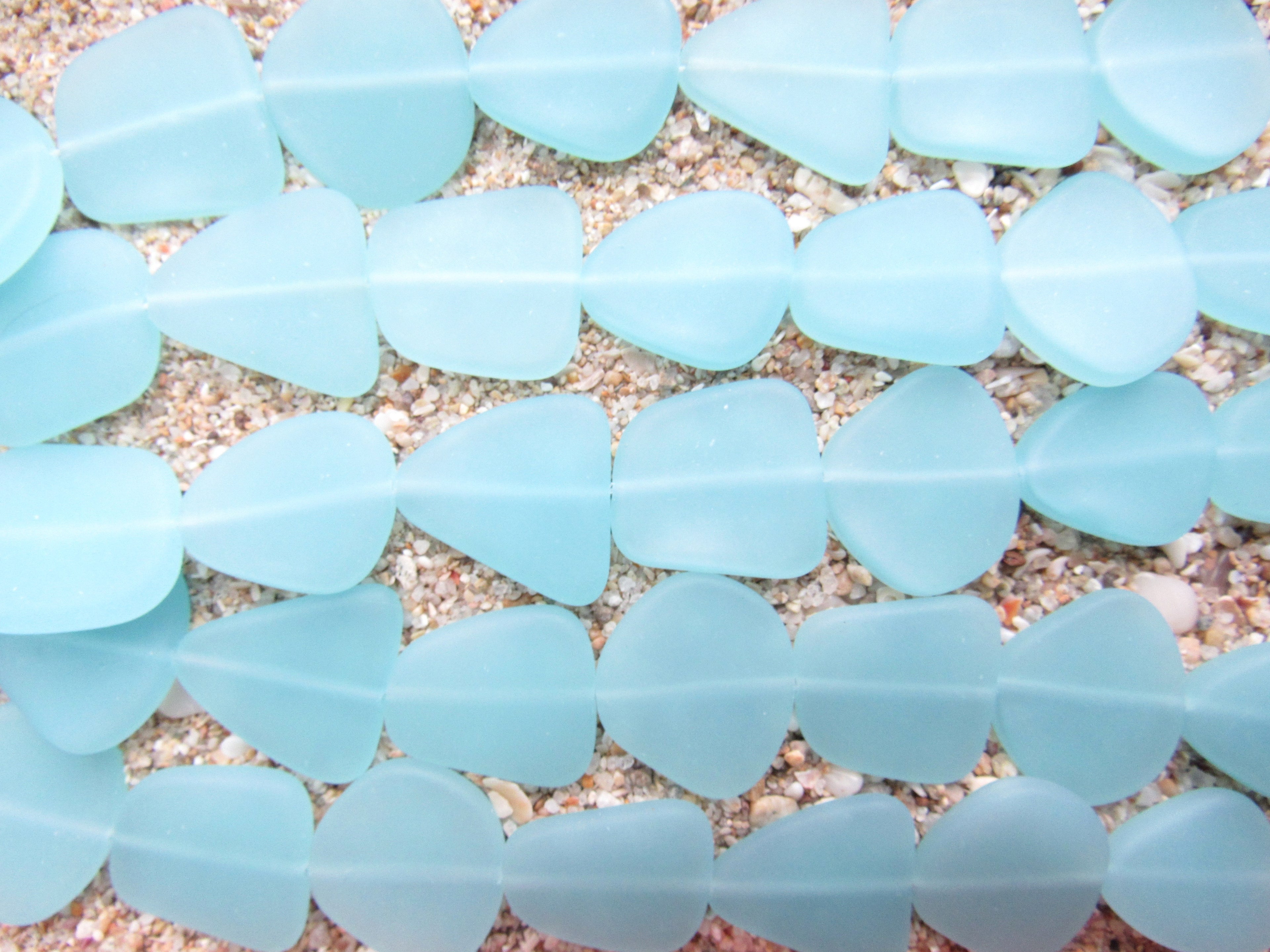 Cultured Sea Glass Beads 22-24mm Freeform - Opaque Pale Seafoam Frosted