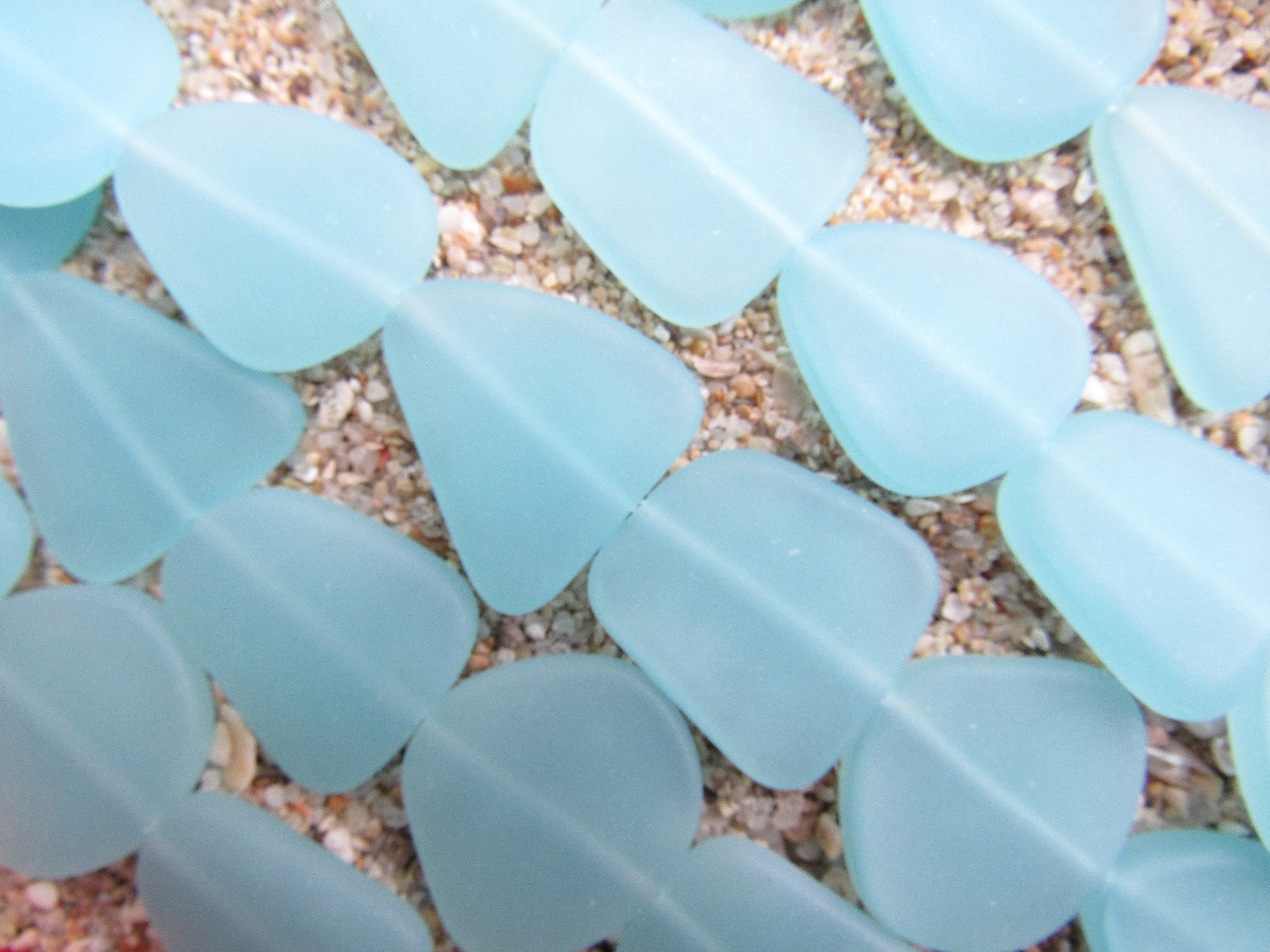 Cultured Sea Glass Beads 22-24mm Freeform - Opaque Pale Seafoam Frosted