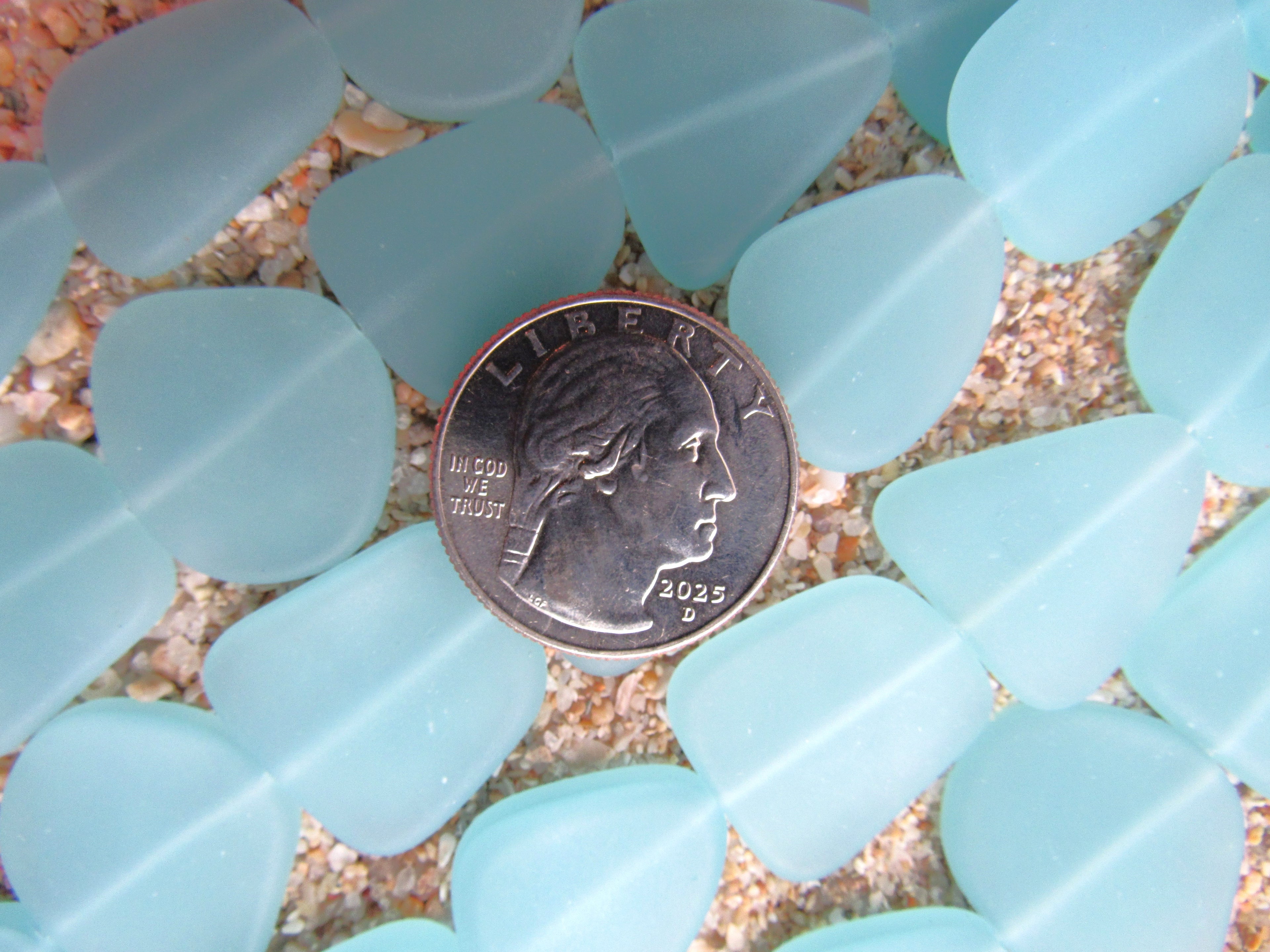 Cultured Sea Glass Beads 22-24mm Freeform - Opaque Pale Seafoam Frosted