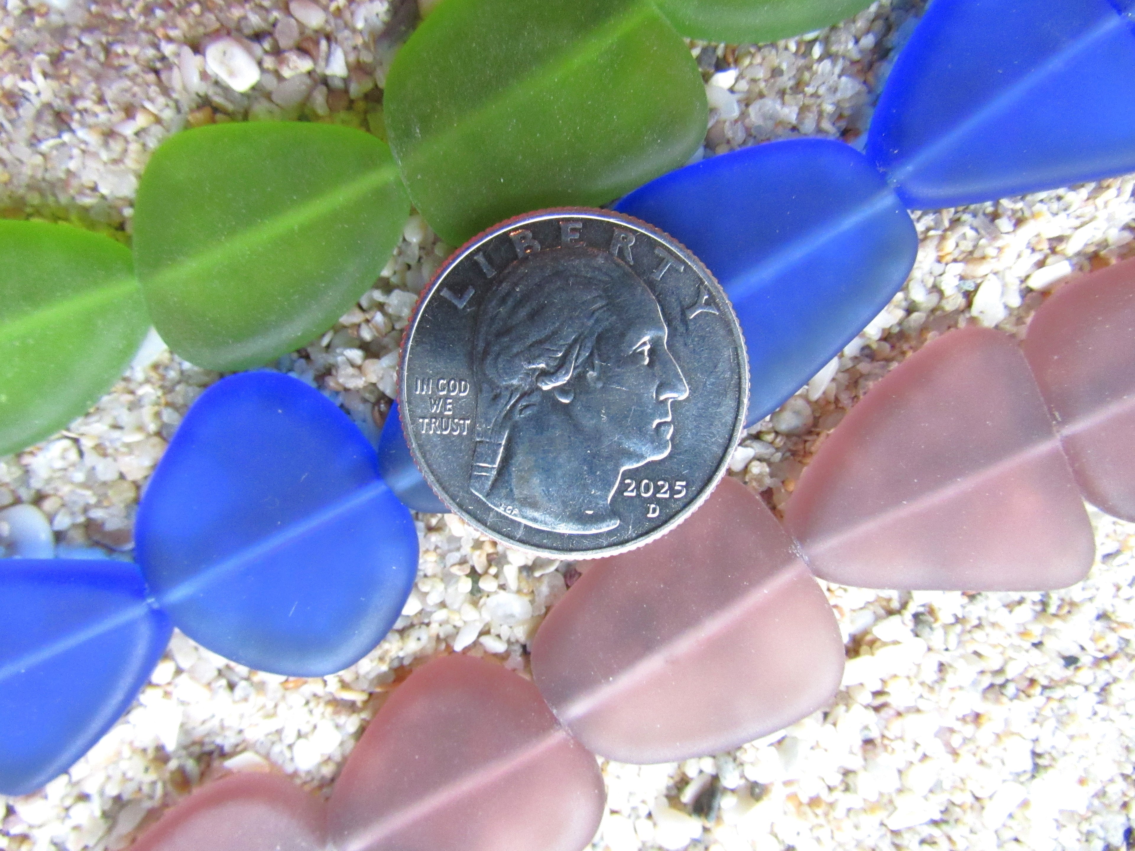 Bold 3 colors Cultured Sea Glass Beads: 22-24mm Making Jewelry