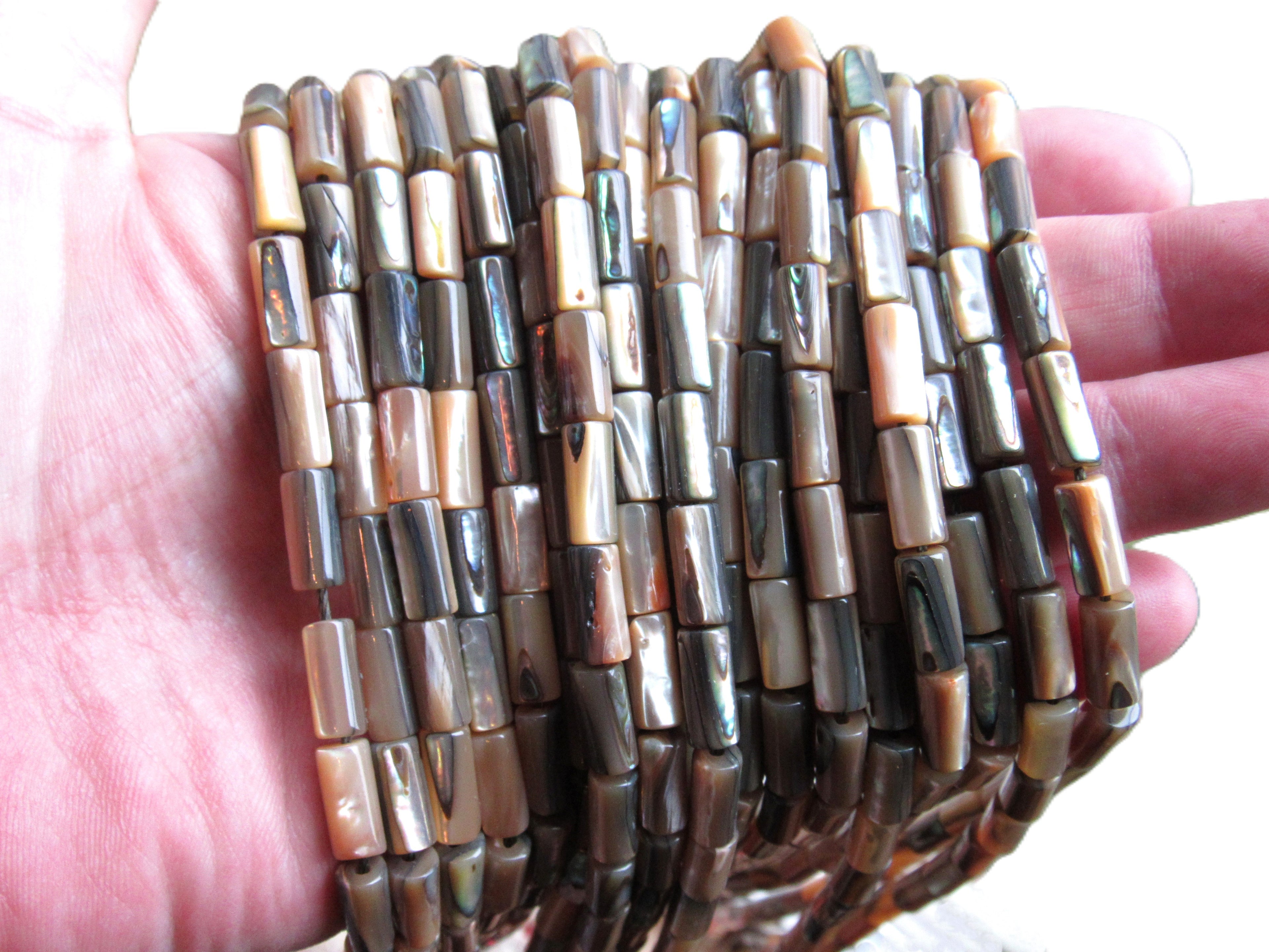 Abalone Shell Beads 5x10mm Tube - Length Drilled Polished Natural Jewelry Supply