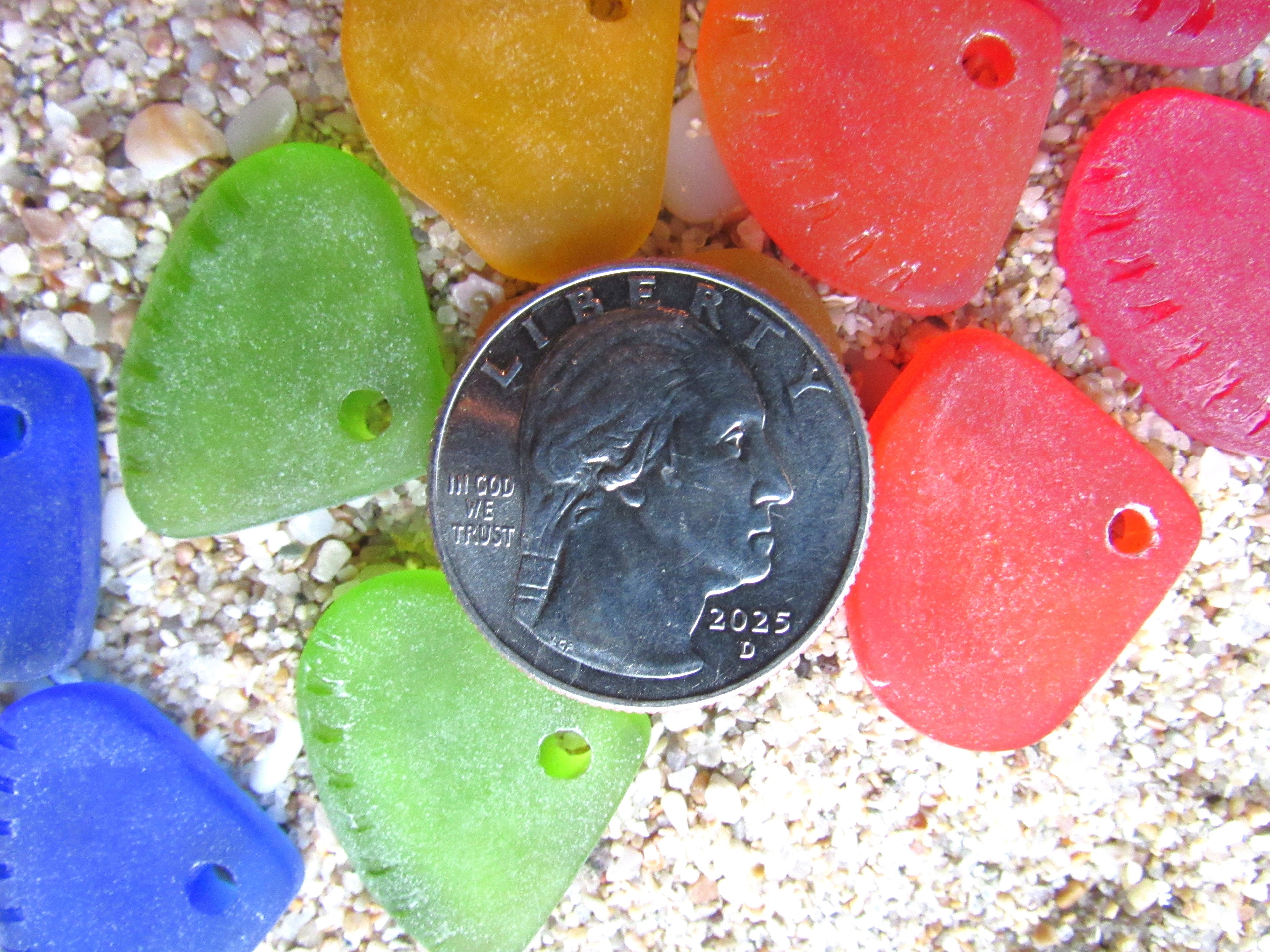 CULTURED SEA GLASS PENDANTS 24x20mm Rainbow Colors Top Drilled Recycled Glass bead supply making jewelry