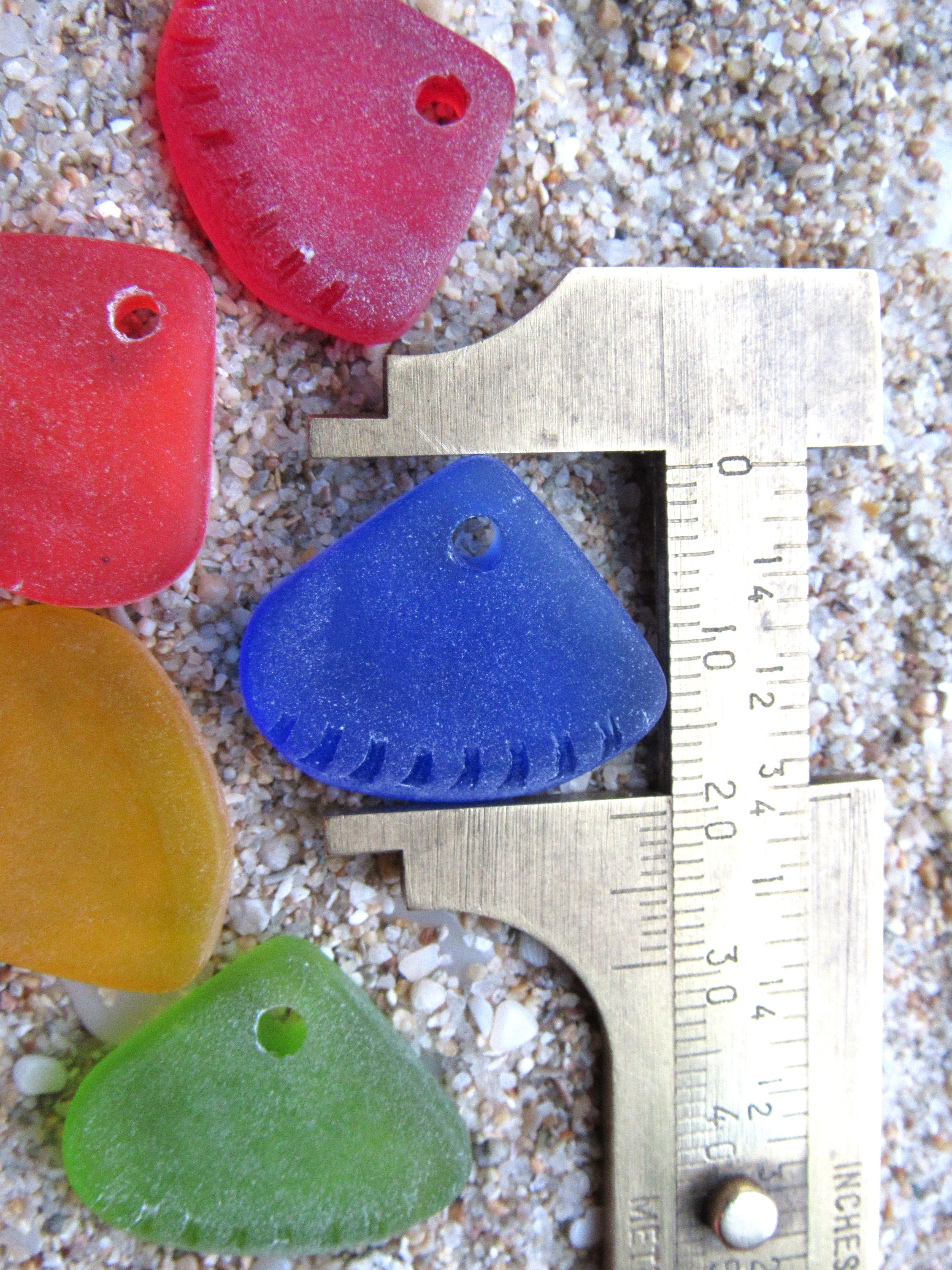 CULTURED SEA GLASS PENDANTS 24x20mm Rainbow Colors Top Drilled Recycled Glass bead supply making jewelry