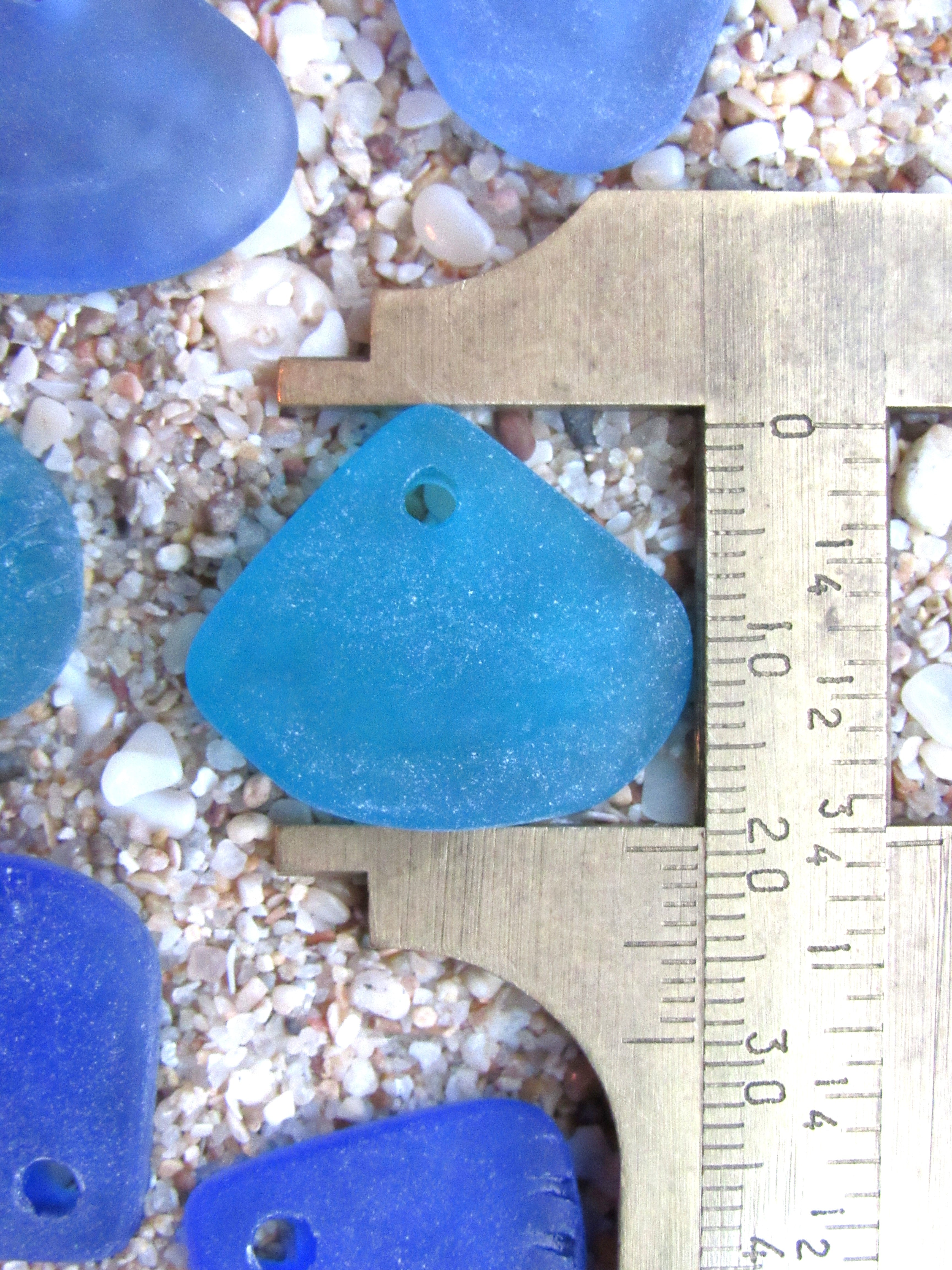 Cultured Sea Glass Pendants 24x20mm - Dark Blue, Ridged Triangle, Large 3mm Hole, 3 Pairs (6 pcs) (Copy)