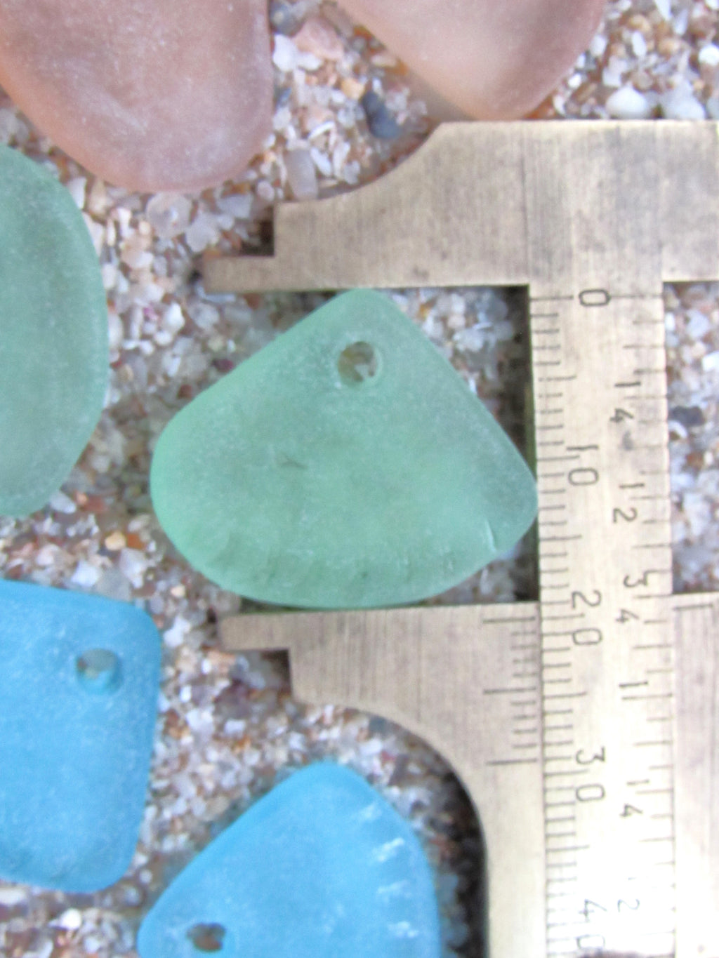 Cultured Sea Glass Pendants 24x20mm - Pastel colors, Ridged Triangle, Large 3mm Hole, 3 Pairs (6 pcs)