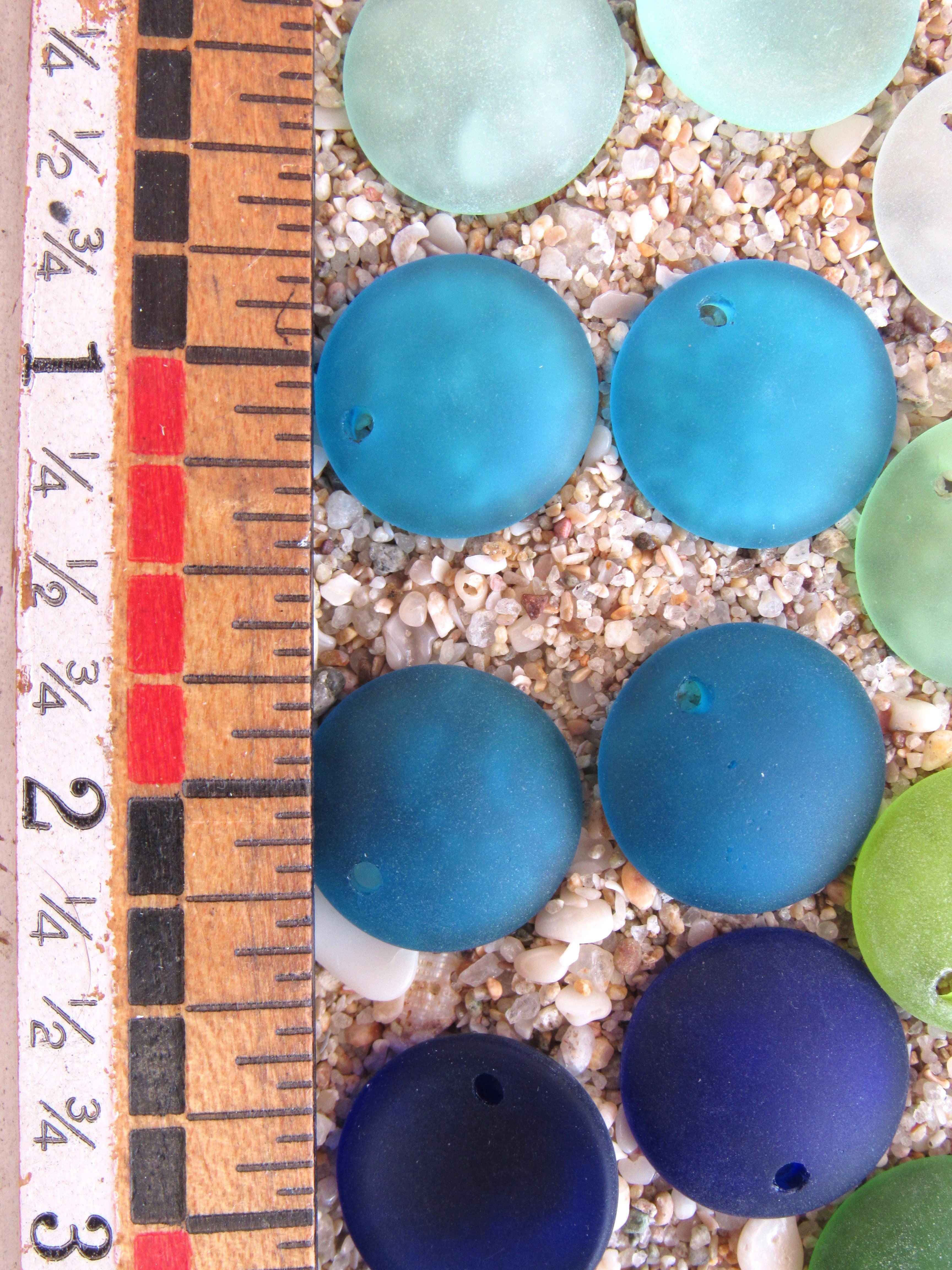 Cultured Sea Glass Coin Pendants 18mm - Assorted Colors (8 Pairs)