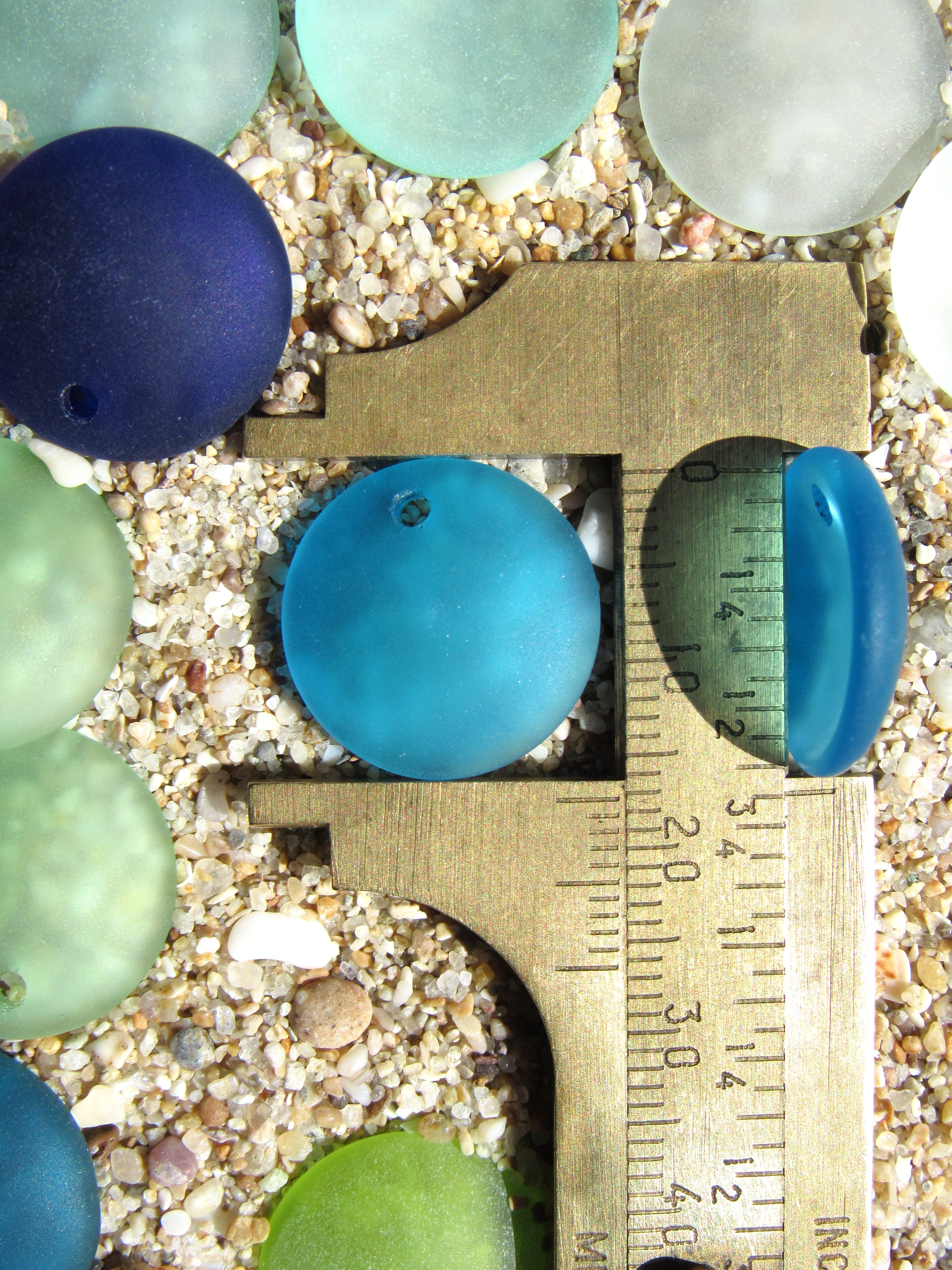 Cultured Sea Glass Coin Pendants 18mm - Assorted Colors (8 Pairs)