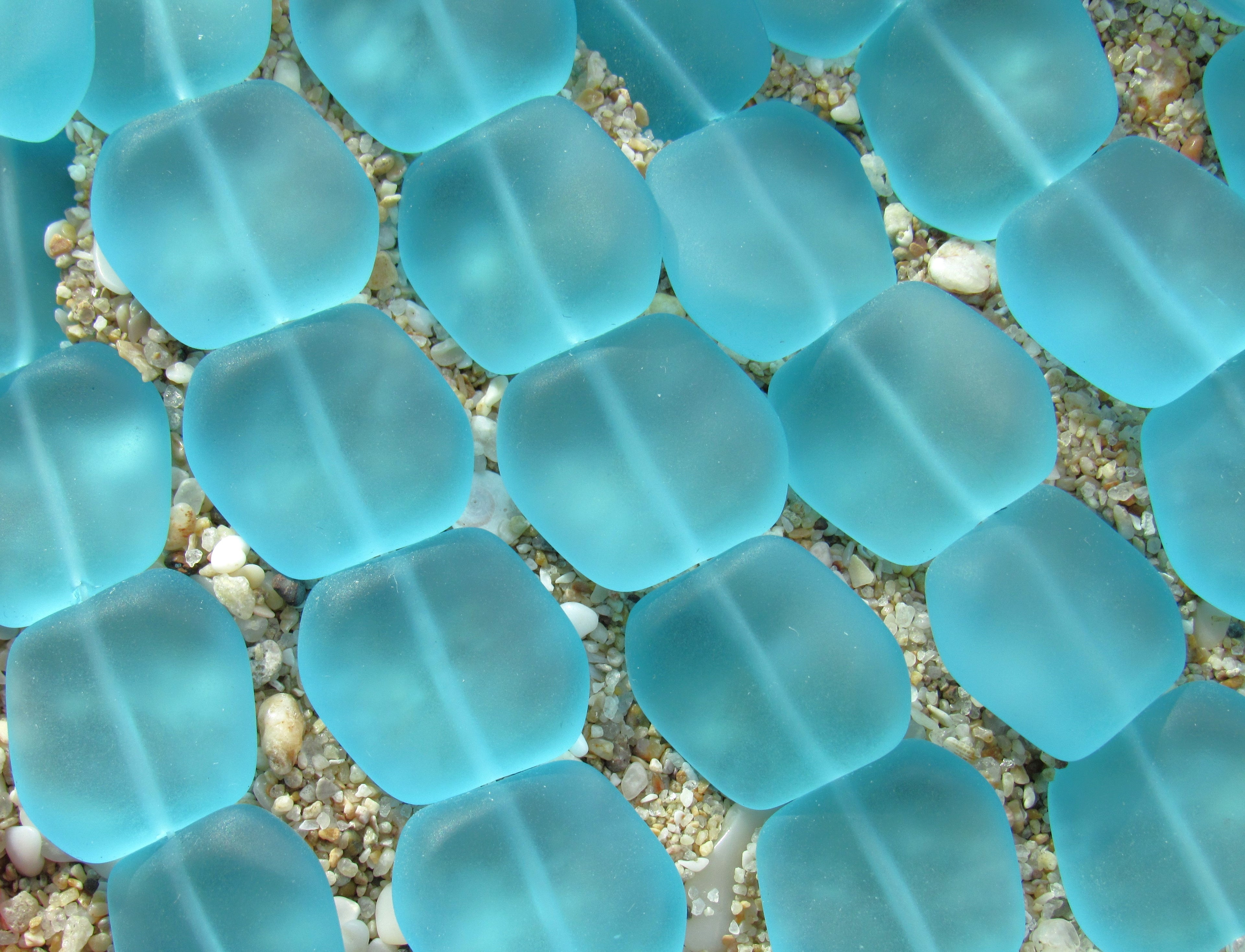 Cultured Sea Glass Beads 18mm - Turquoise Bay Light Aqua (6 Beads per Strand)