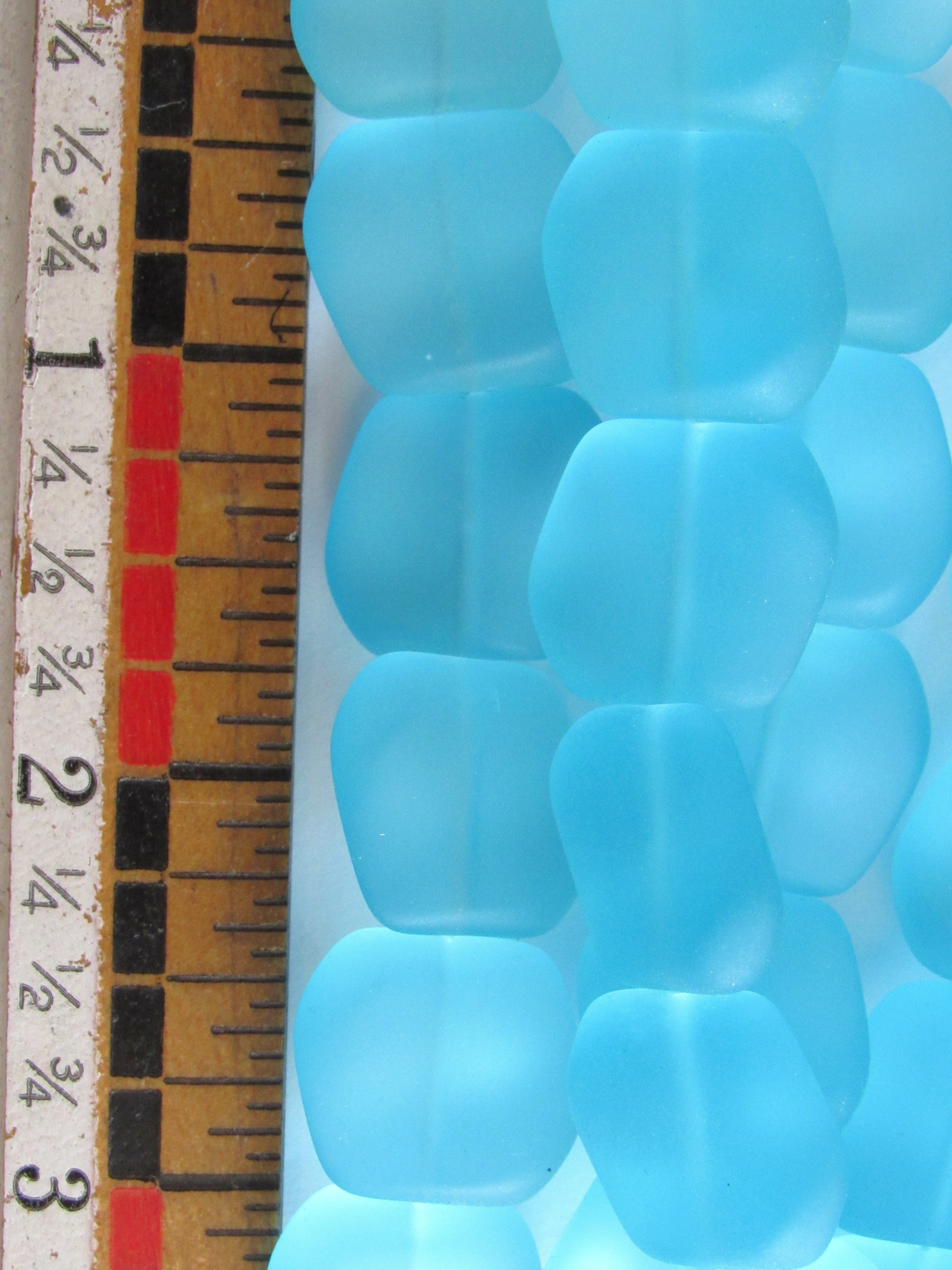 Cultured Sea Glass Beads 18mm - Turquoise Bay Light Aqua (6 Beads per Strand)