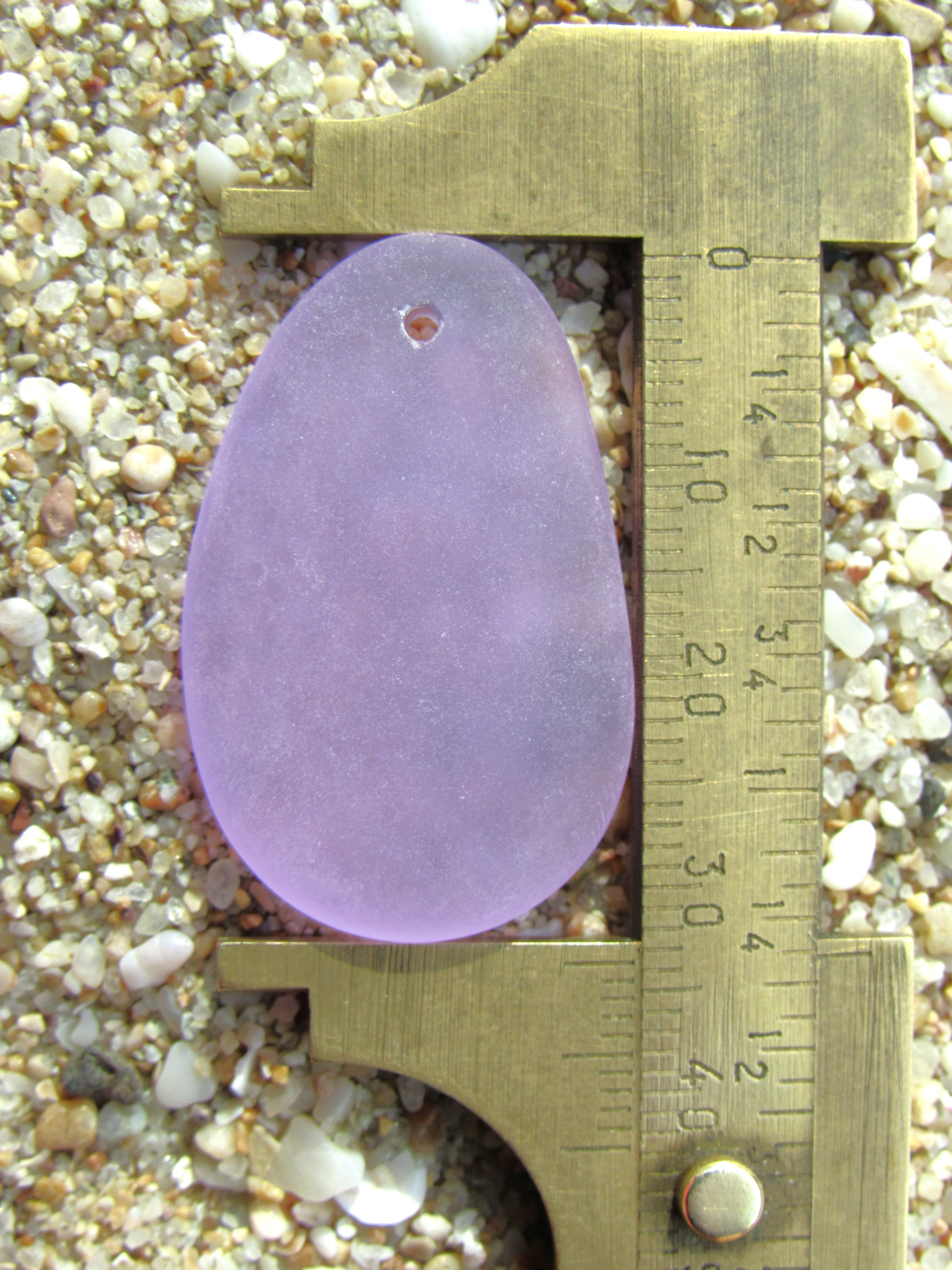 Cultured Sea Glass Teardrop Pendants 33mm - Periwinkle Light Purple (6 Pieces)