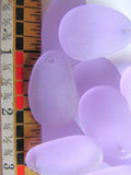 Cultured Sea Glass Teardrop Pendants 33mm - Periwinkle Light Purple (6 Pieces)