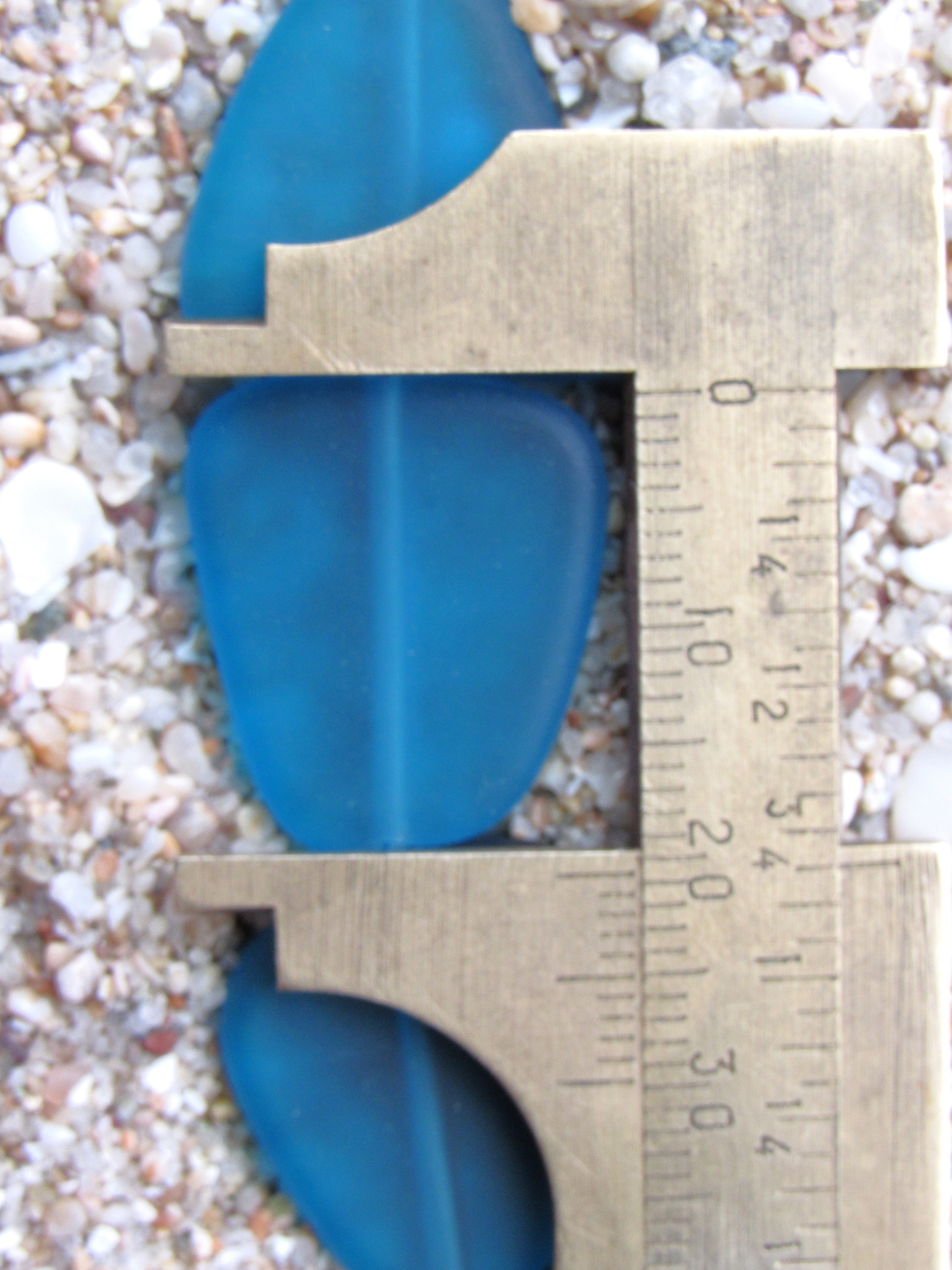 Cultured Sea Glass Freeform Beads 22-24mm - Teal Blue (5 Beads per Strand)