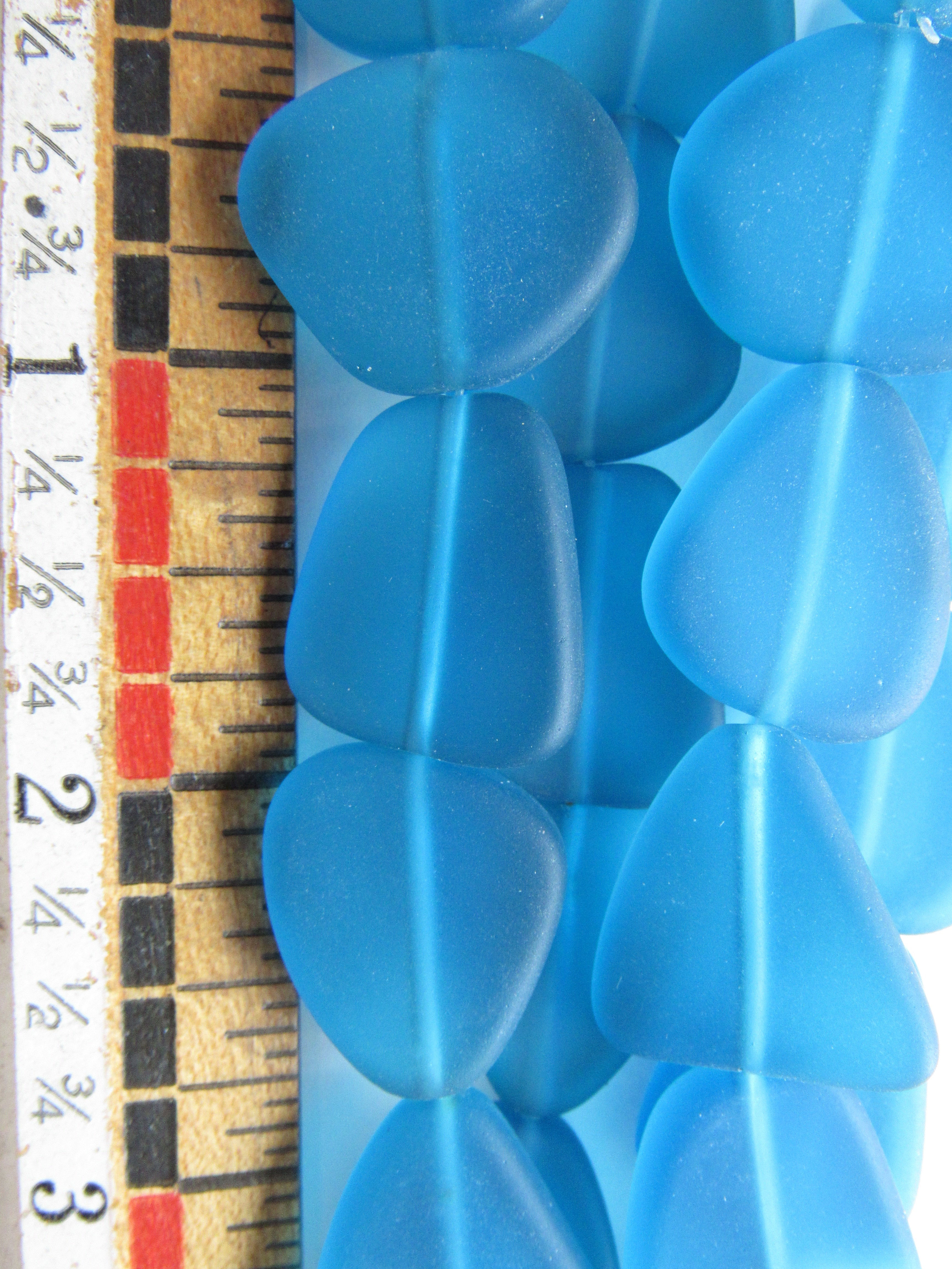 Cultured Sea Glass Freeform Beads 22-24mm - Teal Blue (5 Beads per Strand)