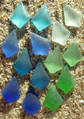Sea Glass Diamond Pendants 28x20mm - Frosted Recycled Glass - 7 Pairs