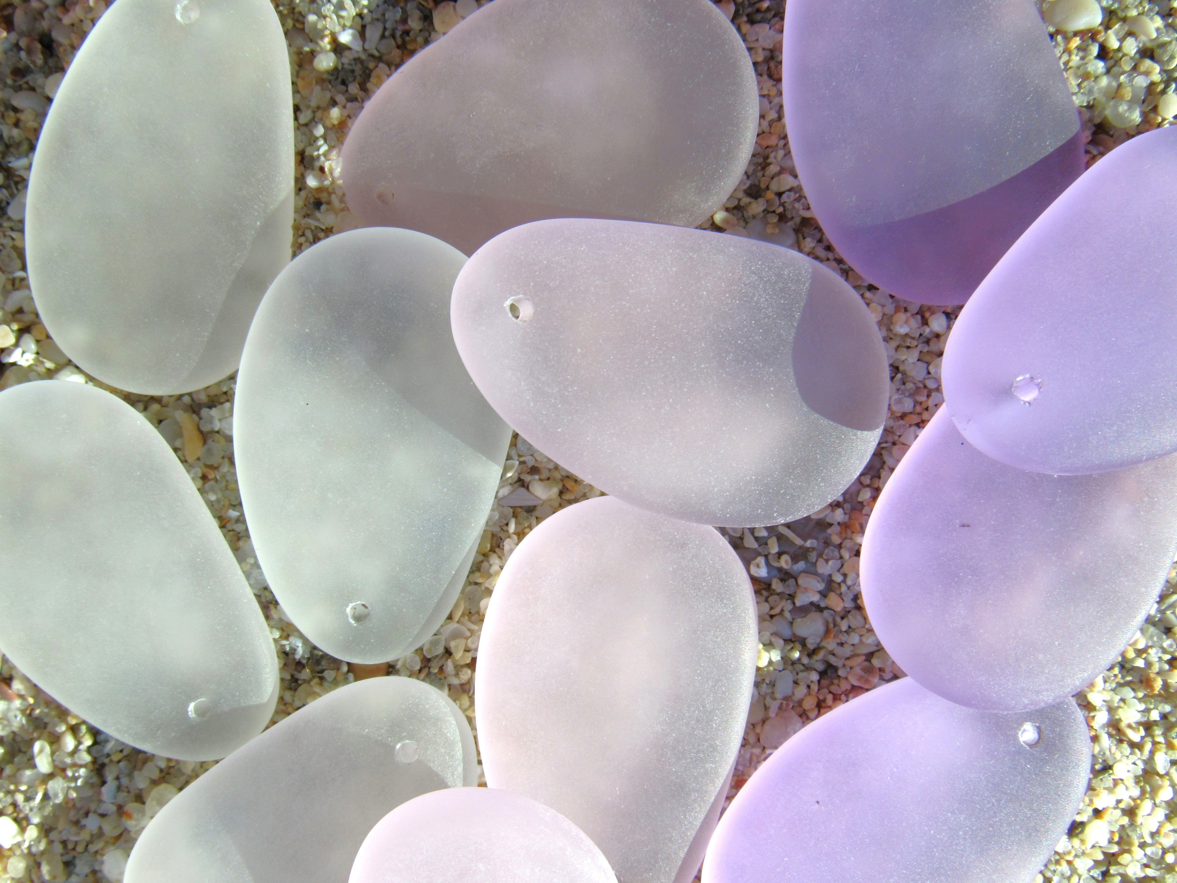 Cultured Sea Glass Oval Teardrop Pendants 33x20mm - Lime Green (6 Pieces) (Copy)