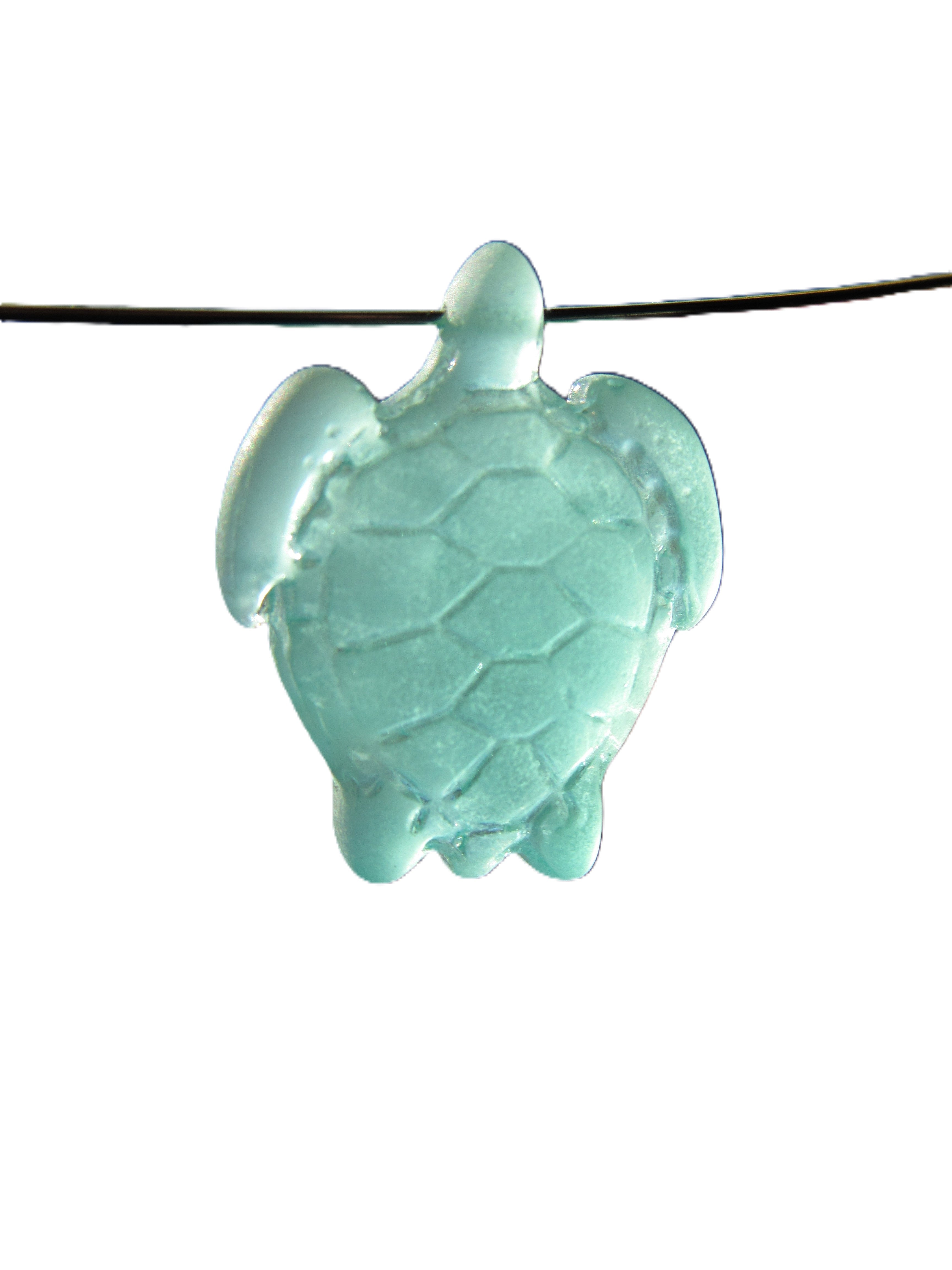Cultured Sea Glass Turtle Pendants - 23x18mm - Assorted Blues & Green - 6pc