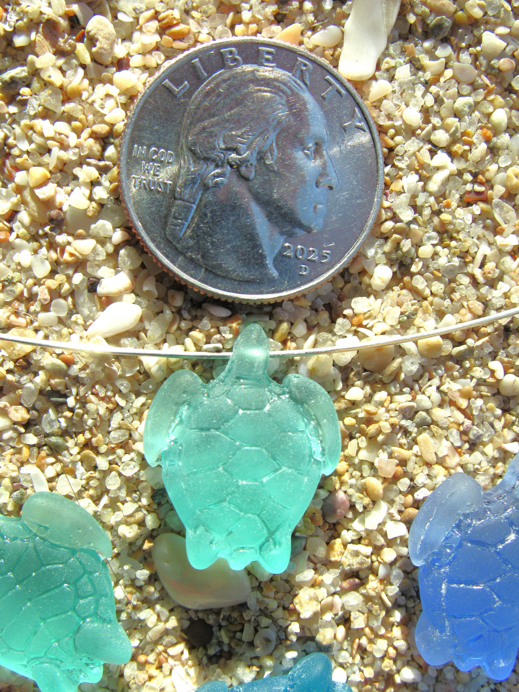 Cultured Sea Glass Turtle Pendants - 23x18mm - Assorted Blues & Green - 6pc