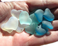 Cultured Sea Glass Puffed Heart Pendants - 18mm - Seafoam colors - Jewelry making supplies (Copy)