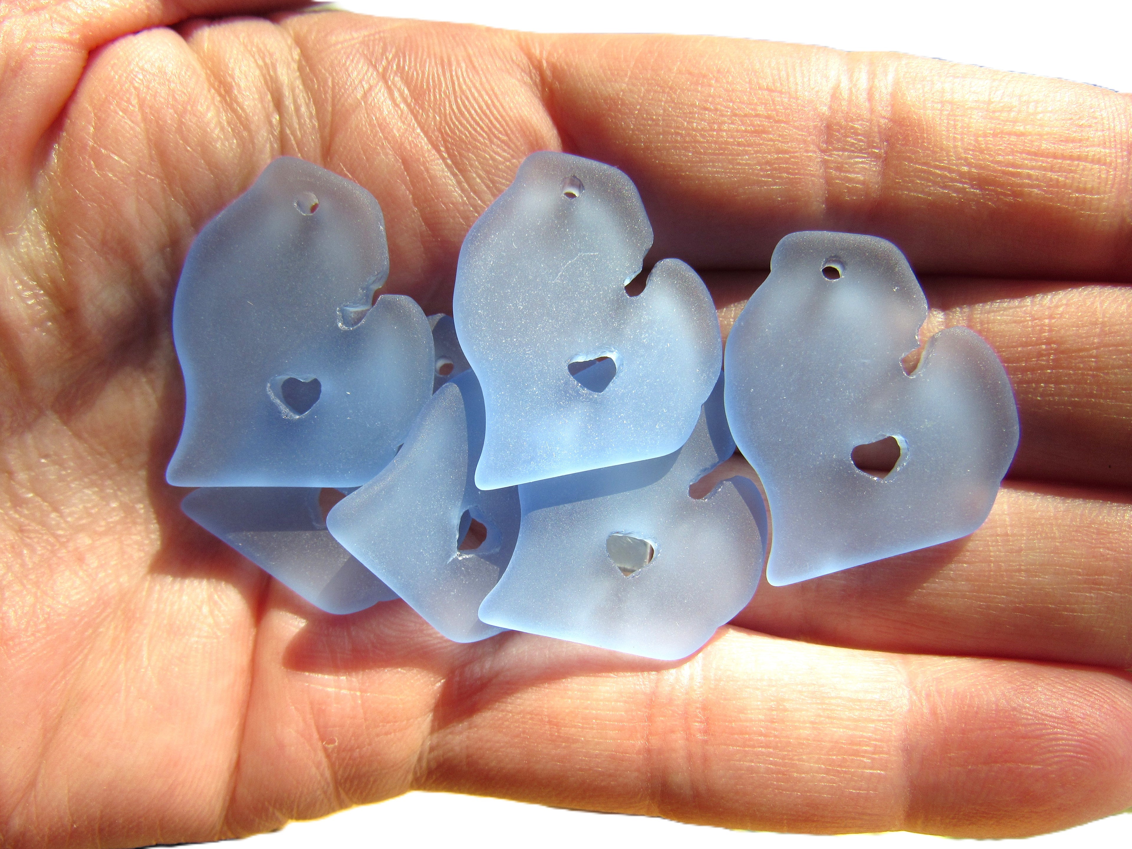 Michigan Sea Glass Pendant - LIght Sapphire blue 28x24mm