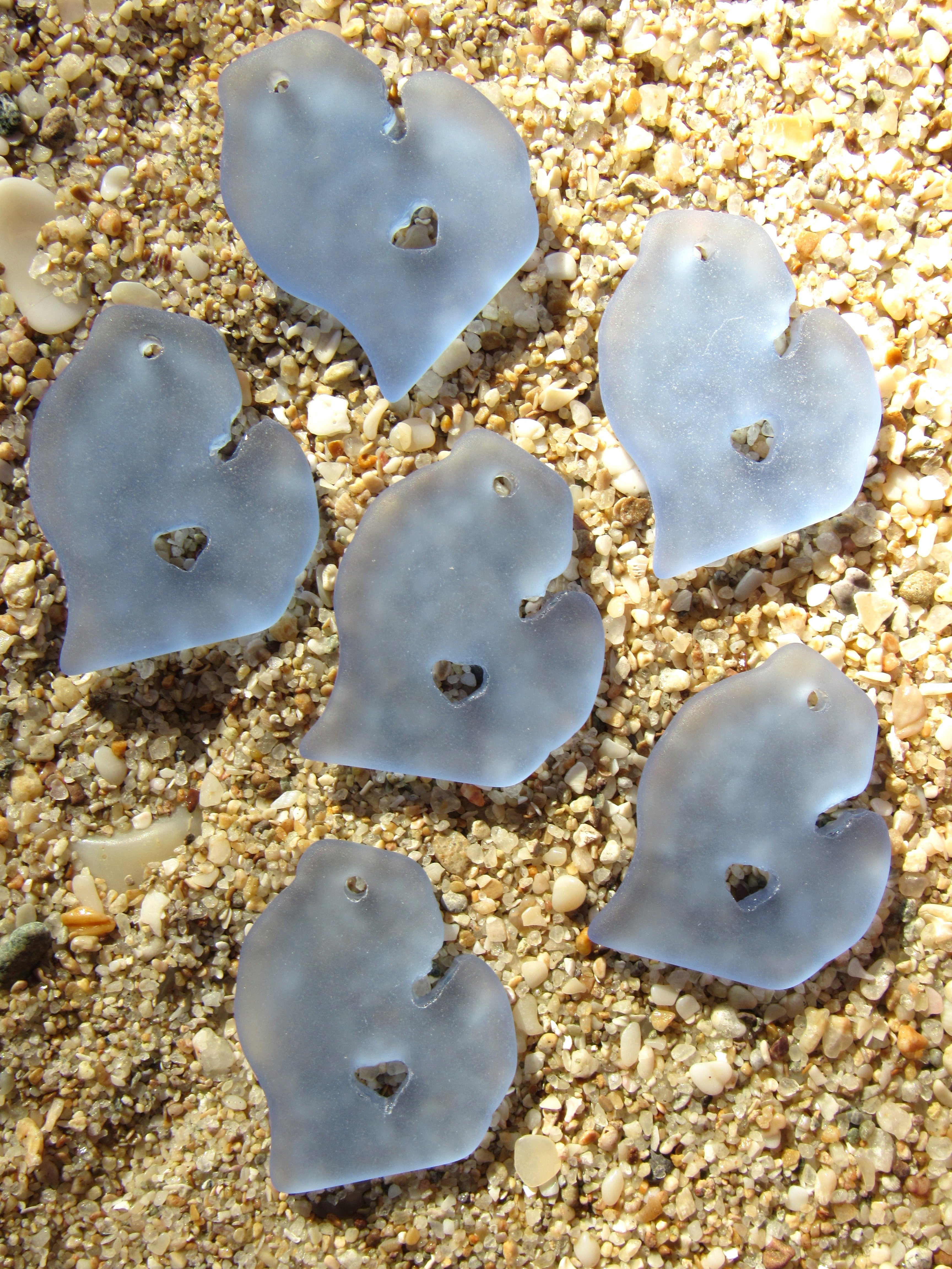 Michigan Sea Glass Pendant - LIght Sapphire blue 28x24mm