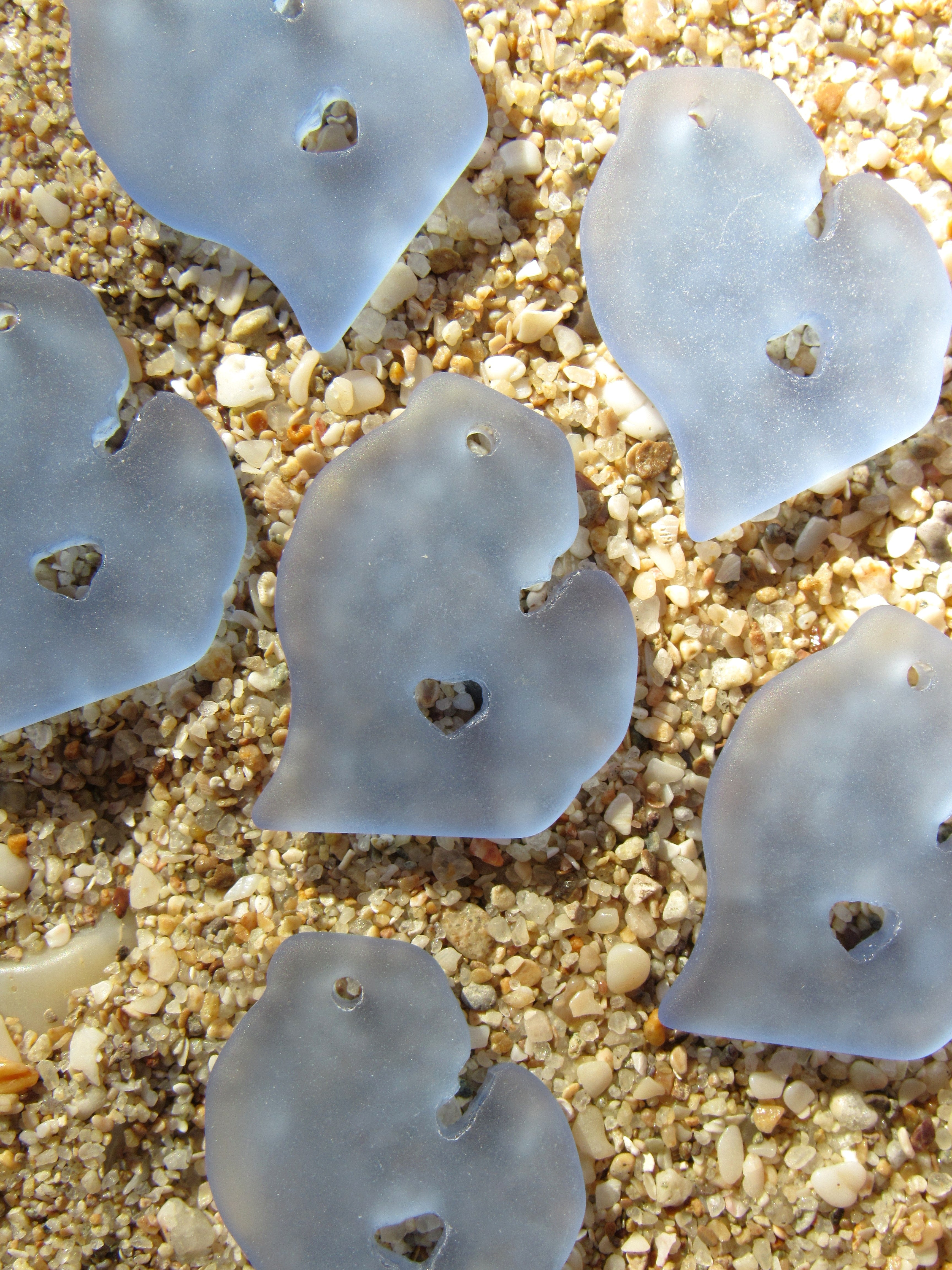 Michigan Sea Glass Pendant - LIght Sapphire blue 28x24mm