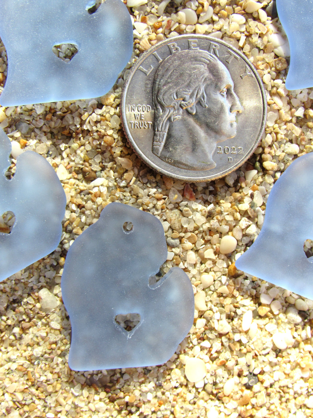 Michigan Sea Glass Pendant - LIght Sapphire blue 28x24mm