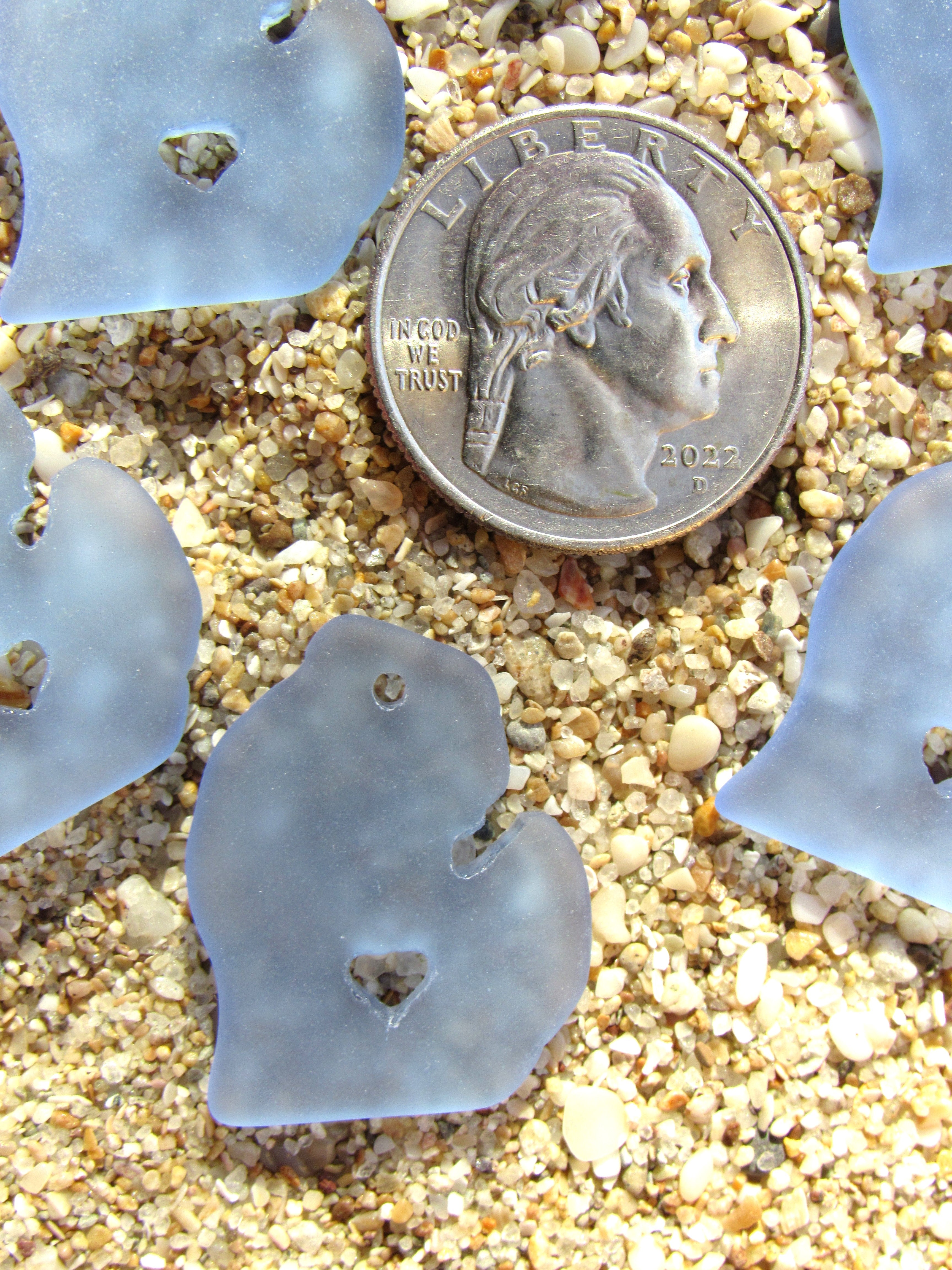 Michigan Sea Glass Pendant - LIght Sapphire blue 28x24mm