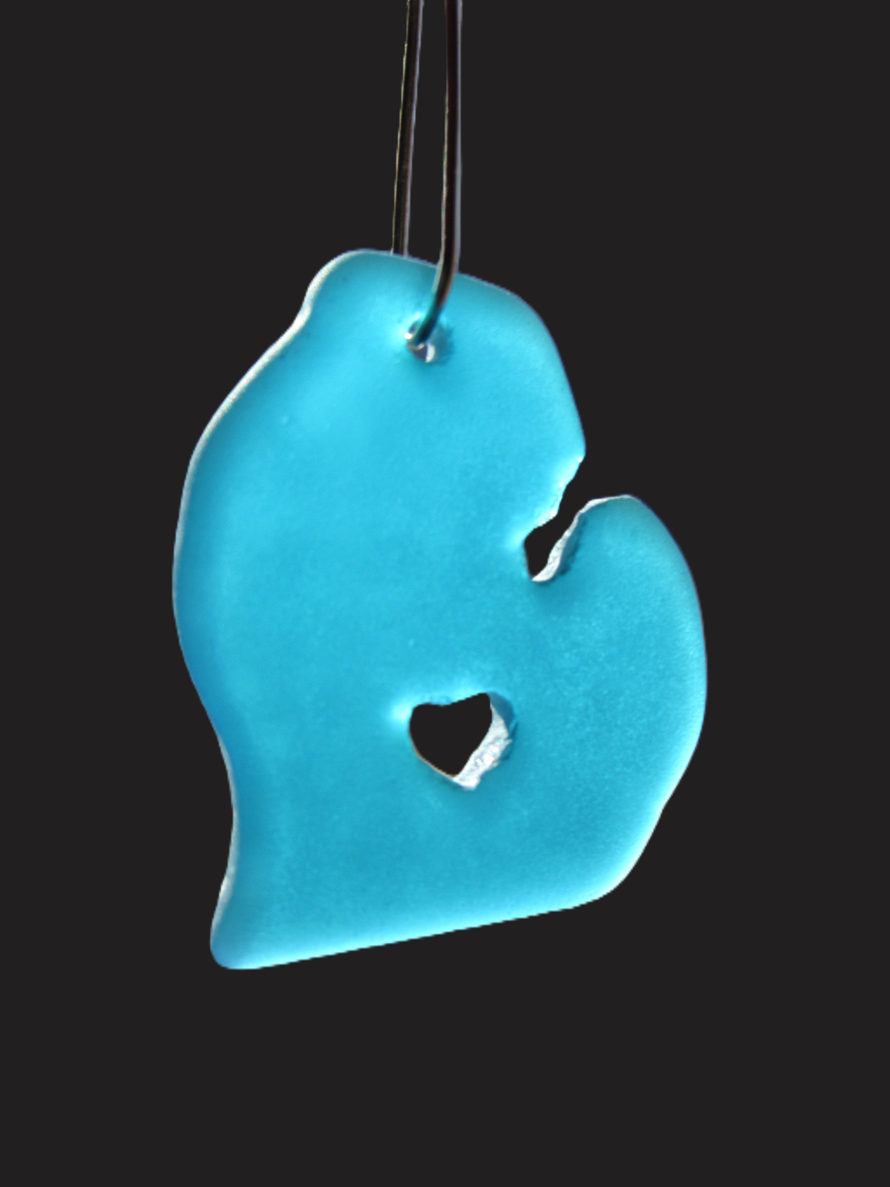 Michigan Sea Glass Pendant - Frosted Assoted 5 Coastal Colors 28x24mm