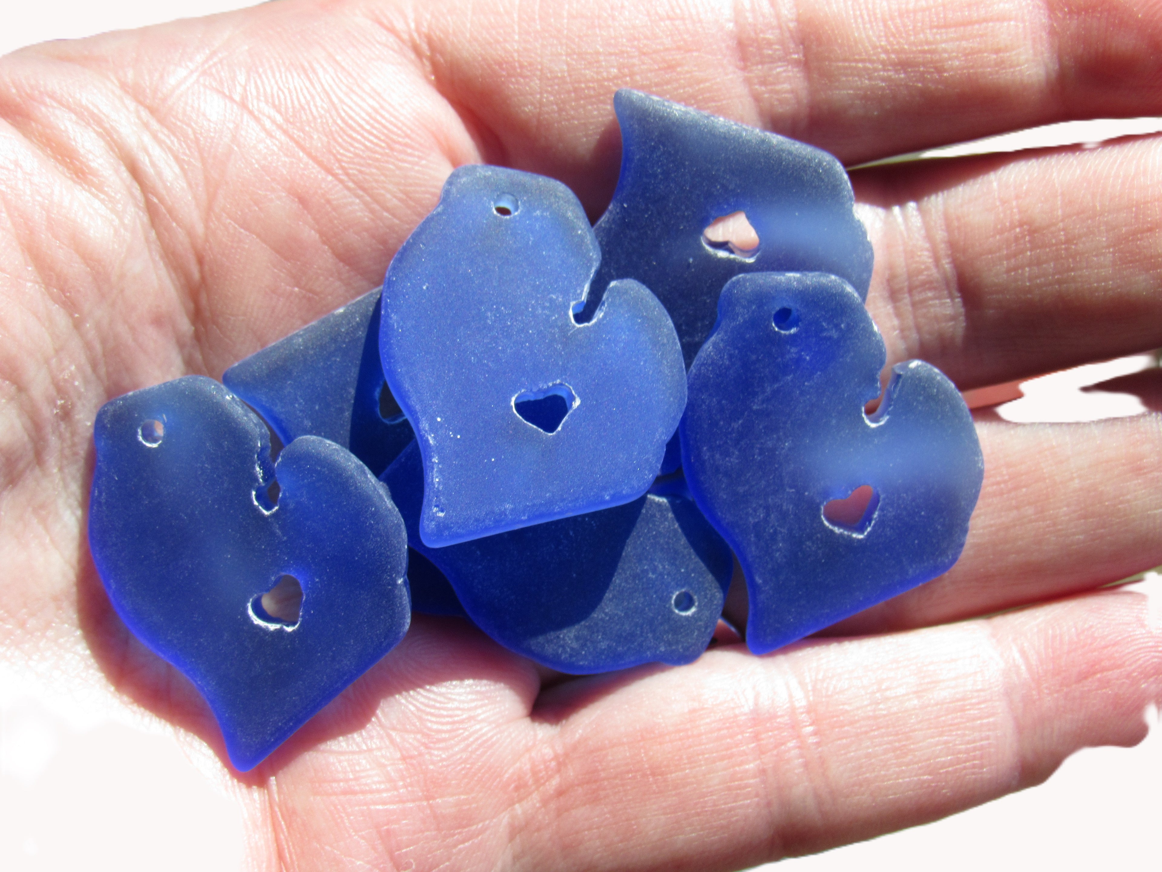 Michigan Sea Glass Pendant - Royal blue 28x24mm