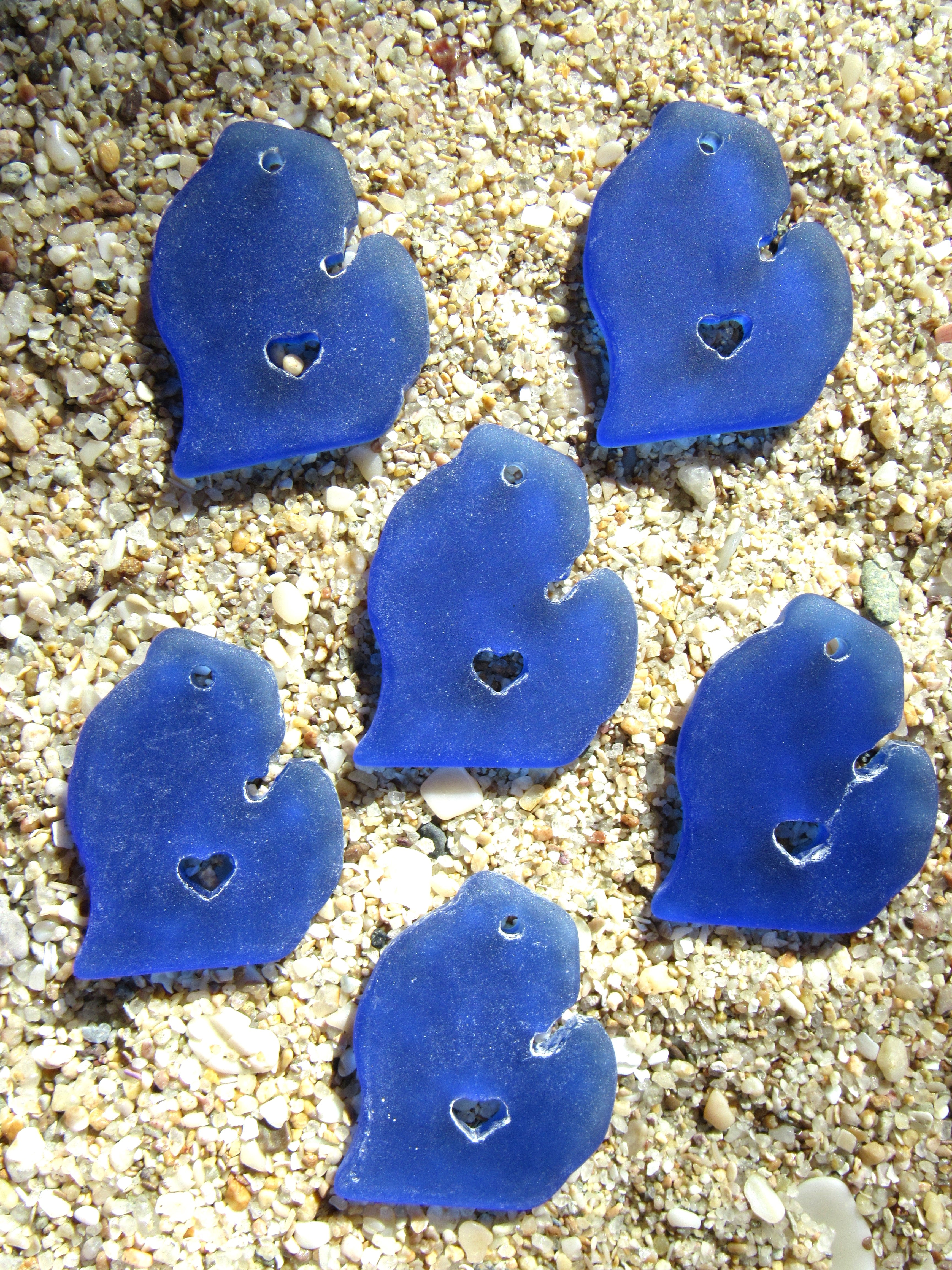 Michigan Sea Glass Pendant - Royal blue 28x24mm