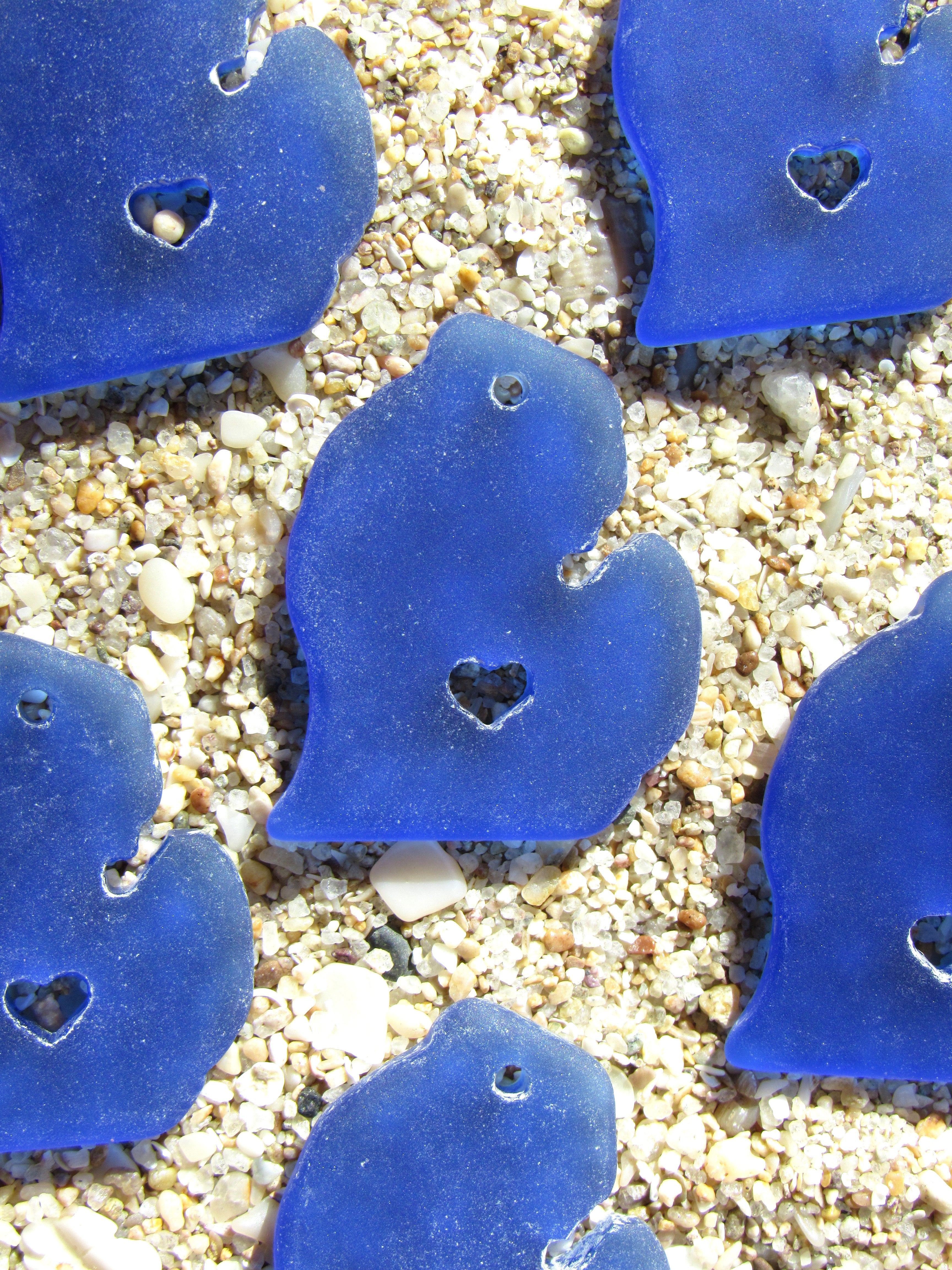 Michigan Sea Glass Pendant - Royal blue 28x24mm