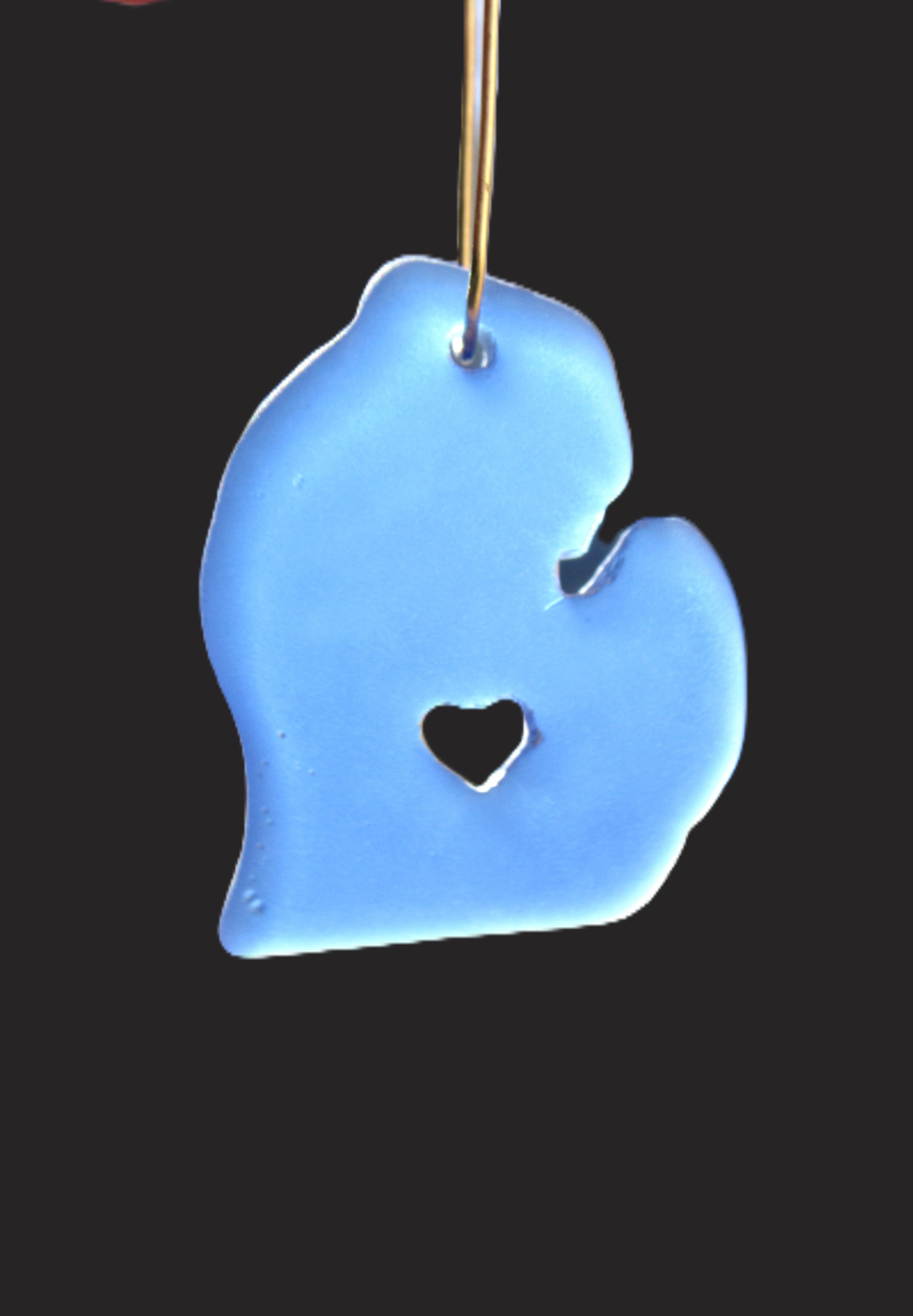 Michigan Sea Glass Pendant - LIght Sapphire blue 28x24mm