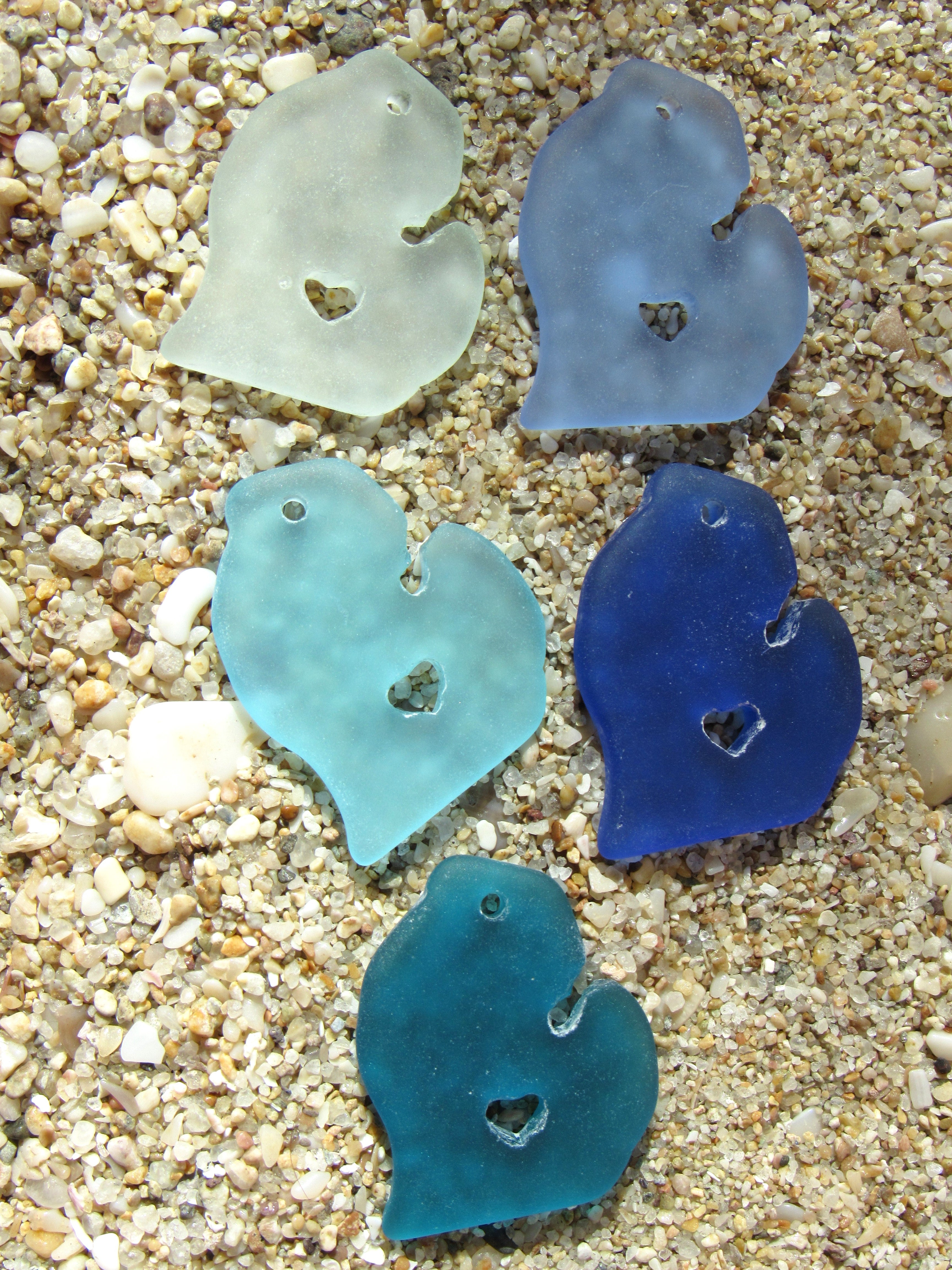 Michigan Sea Glass Pendant - Frosted Assoted 5 Coastal Colors 28x24mm