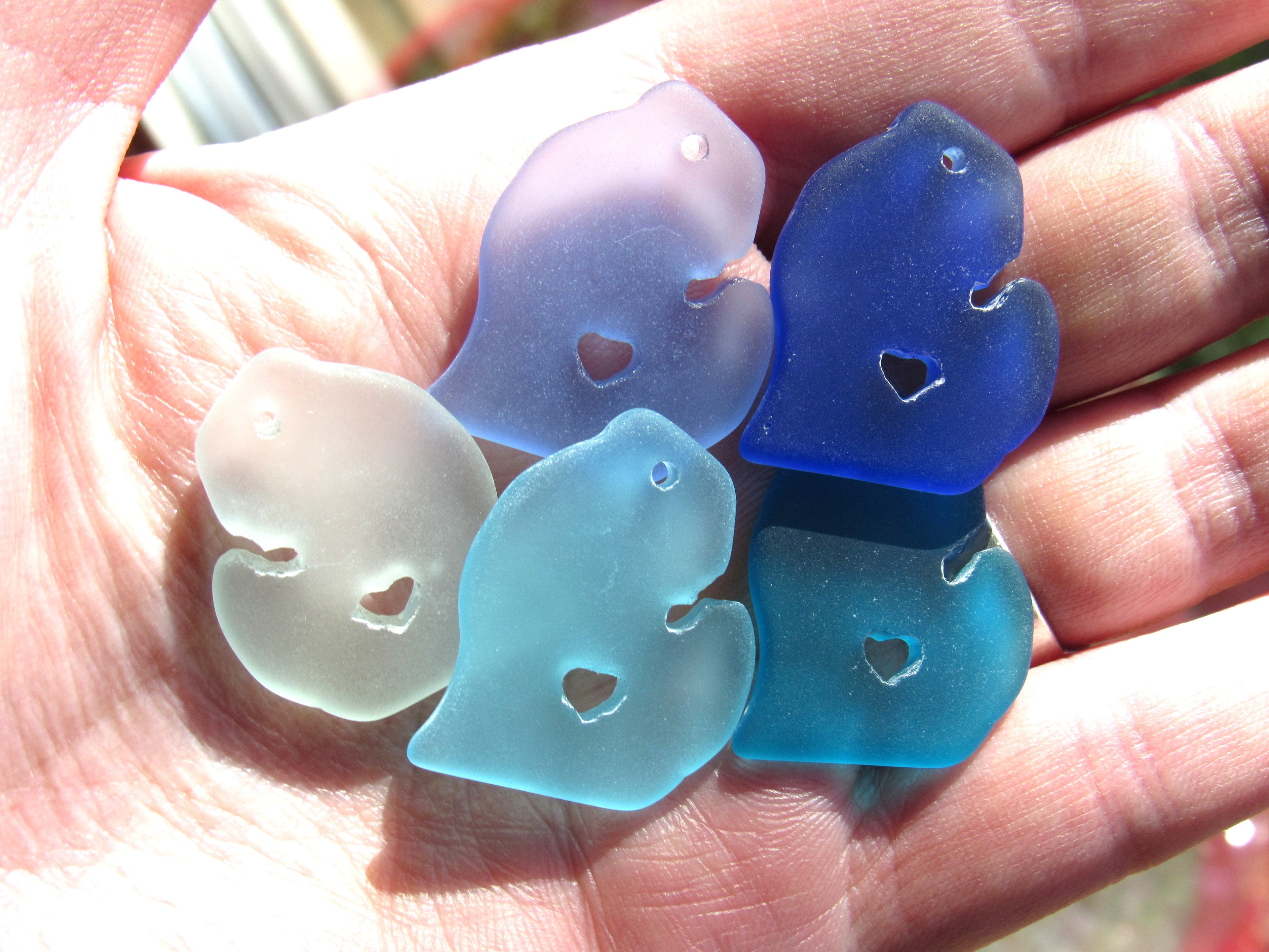 Michigan Sea Glass Pendant - Frosted Assoted 5 Coastal Colors 28x24mm