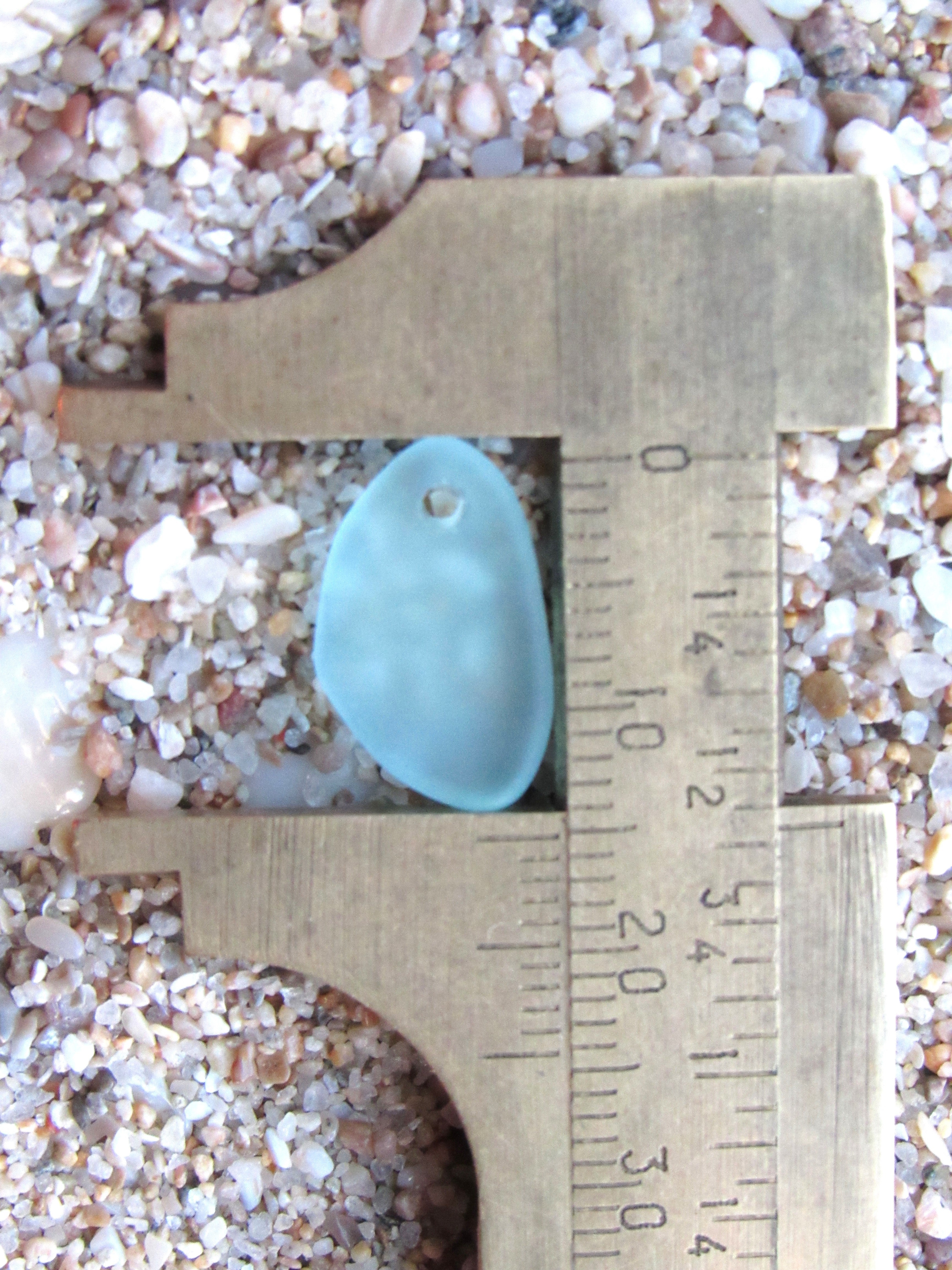 15mm Flat Frosted Cultured Sea Glass Pendants - Blue 5 colors - Small top drilled beads - Jewelry Making