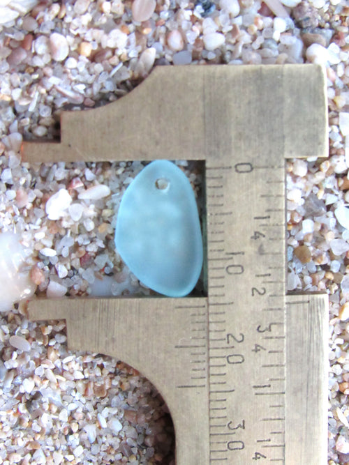 15mm Flat Frosted Cultured Sea Glass Pendants - Blue 5 colors - Small top drilled beads - Jewelry Making