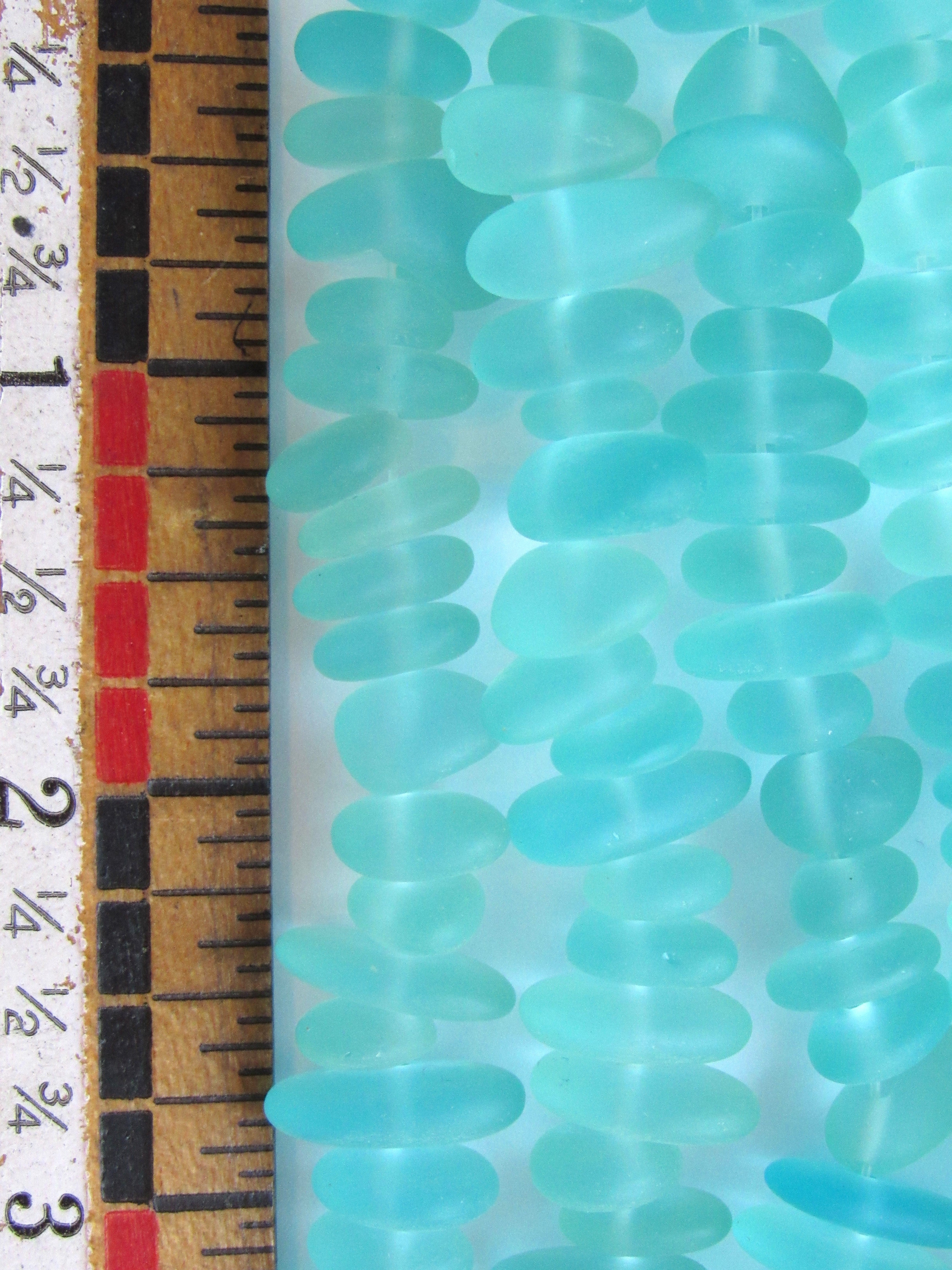 Cultured Sea Glass Pebble Beads 9x6mm | Seafoam Green