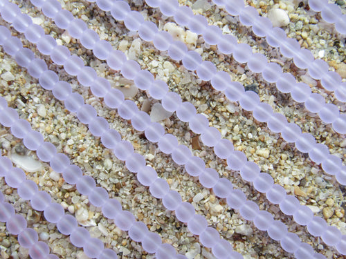 4mm Round Sea Glass Beads - Light Purple - bead strands - Frosted Jewelry Supply