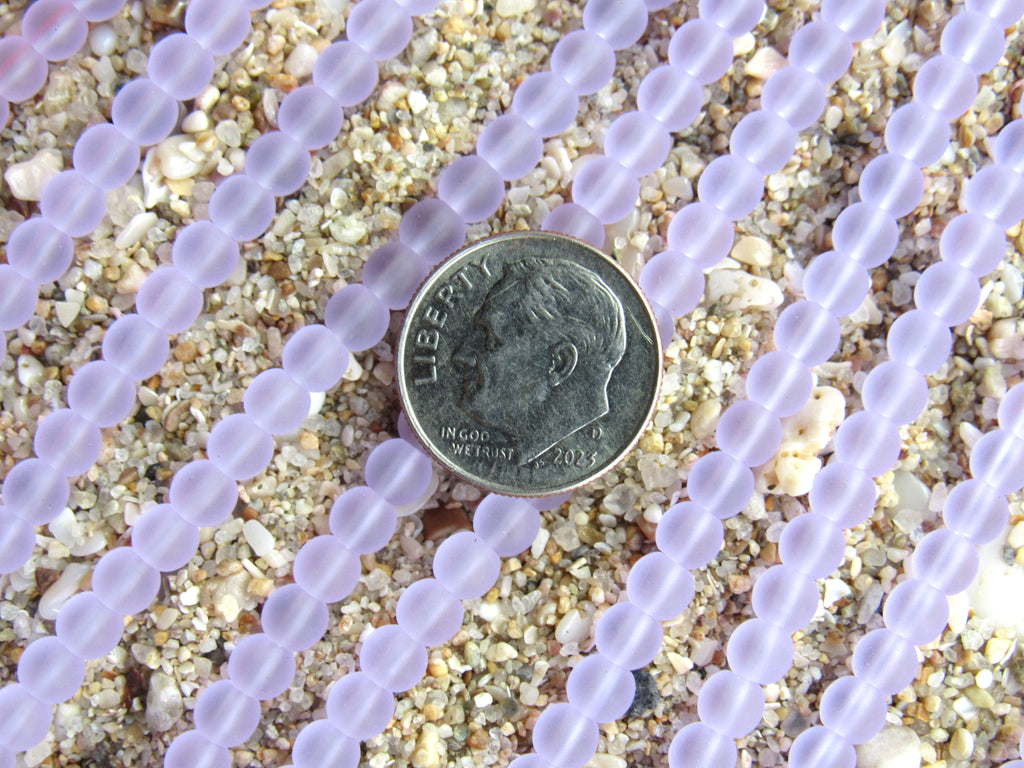 4mm Round Sea Glass Beads - Light Purple - bead strands - Frosted Jewelry Supply