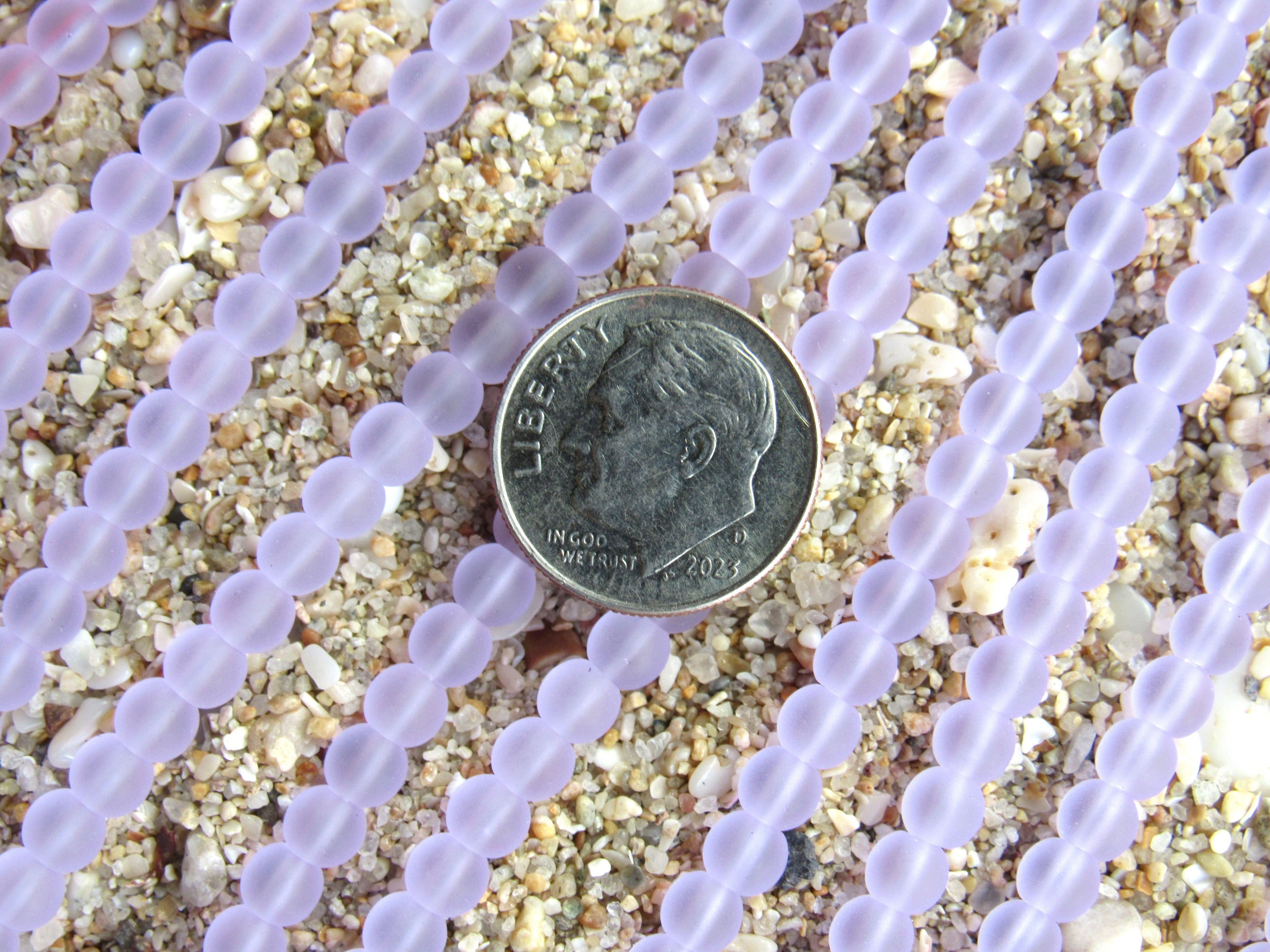 4mm Round Sea Glass Beads - Light Purple - bead strands - Frosted Jewelry Supply