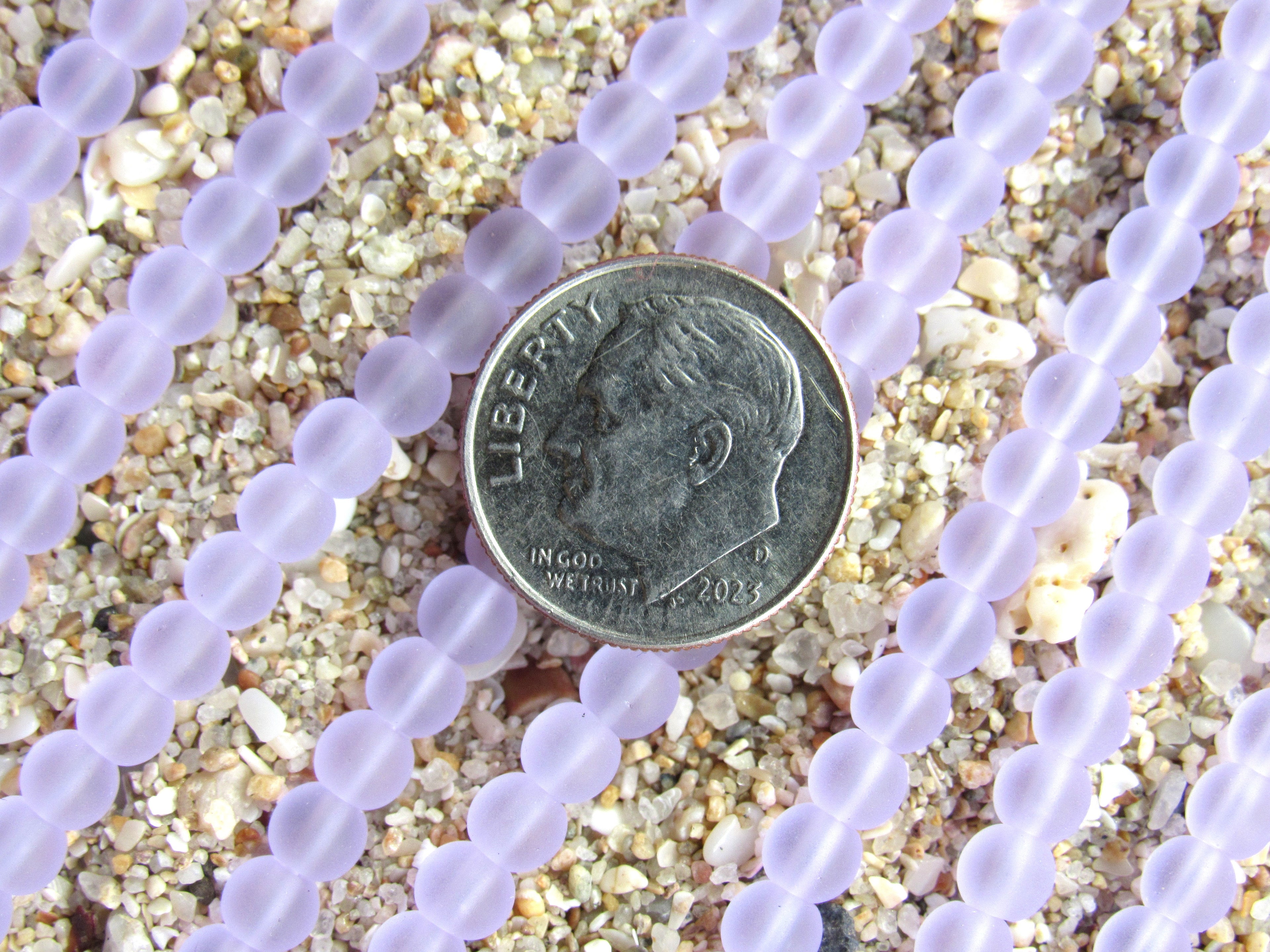 4mm Round Sea Glass Beads - Light Purple - bead strands - Frosted Jewelry Supply