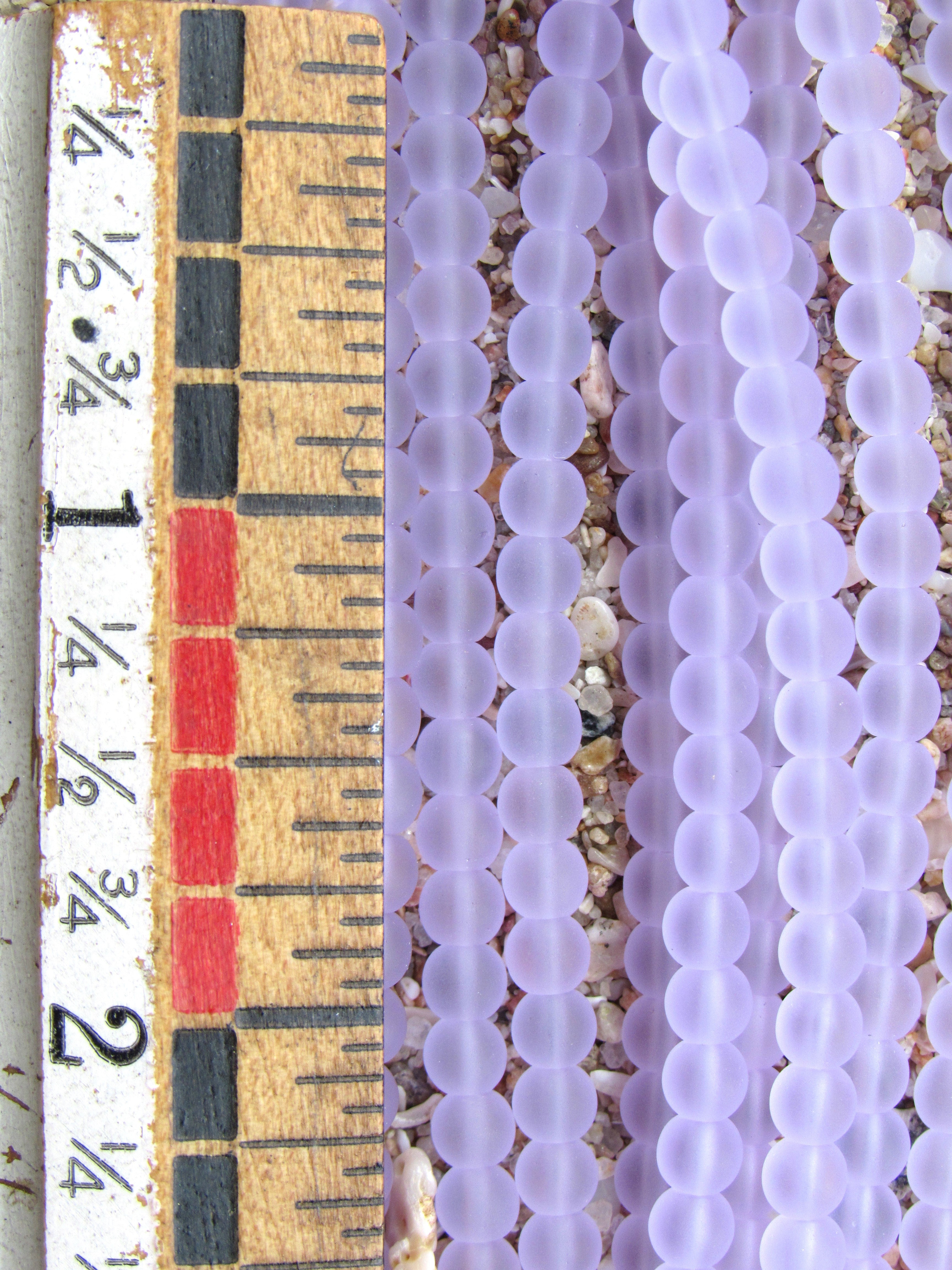 4mm Round Sea Glass Beads - Light Purple - bead strands - Frosted Jewelry Supply