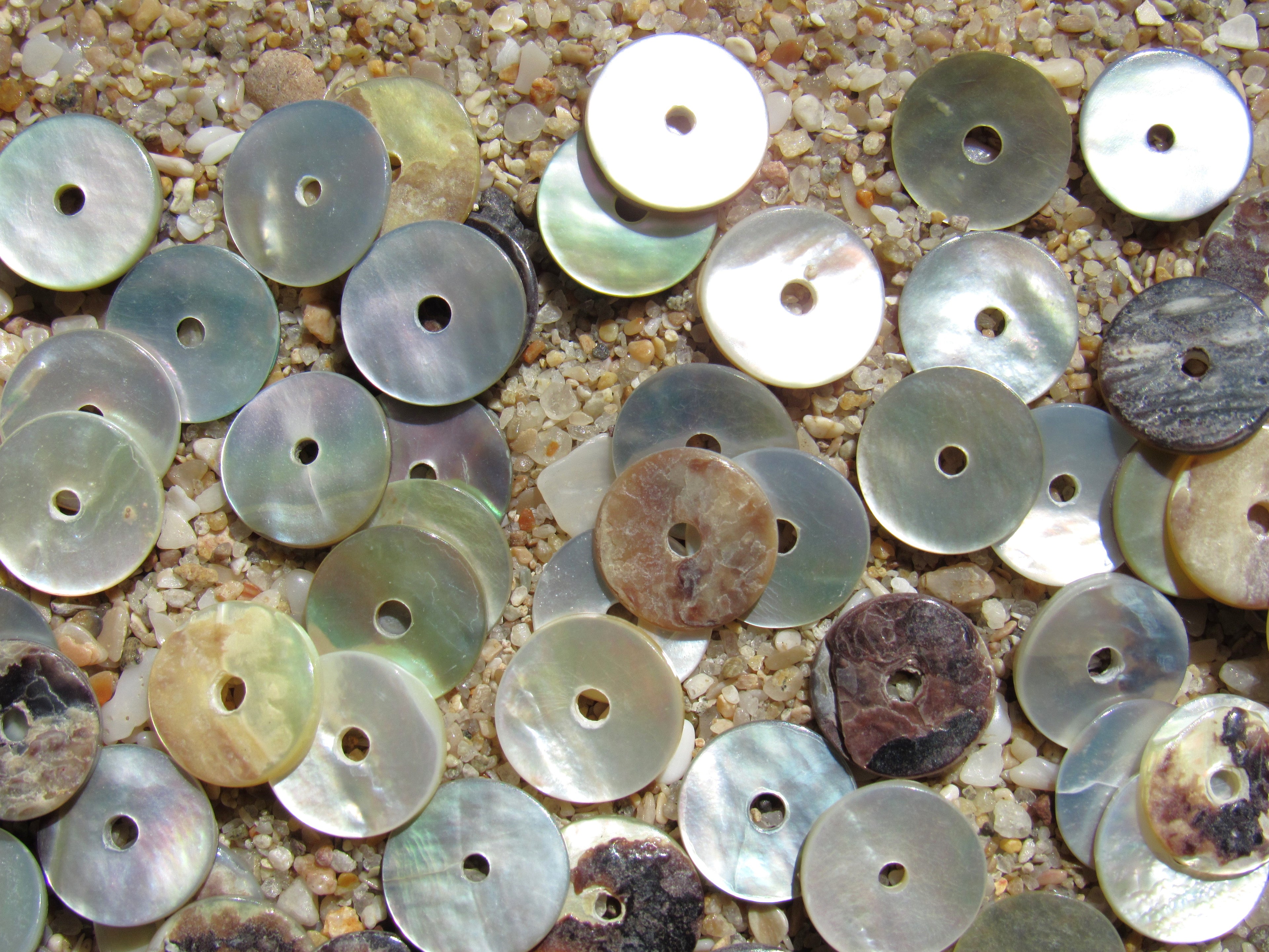 Akoya Oyster Shell Coin Beads - 10mm - Mother of Pearl Iridescent - Flat Round Disc