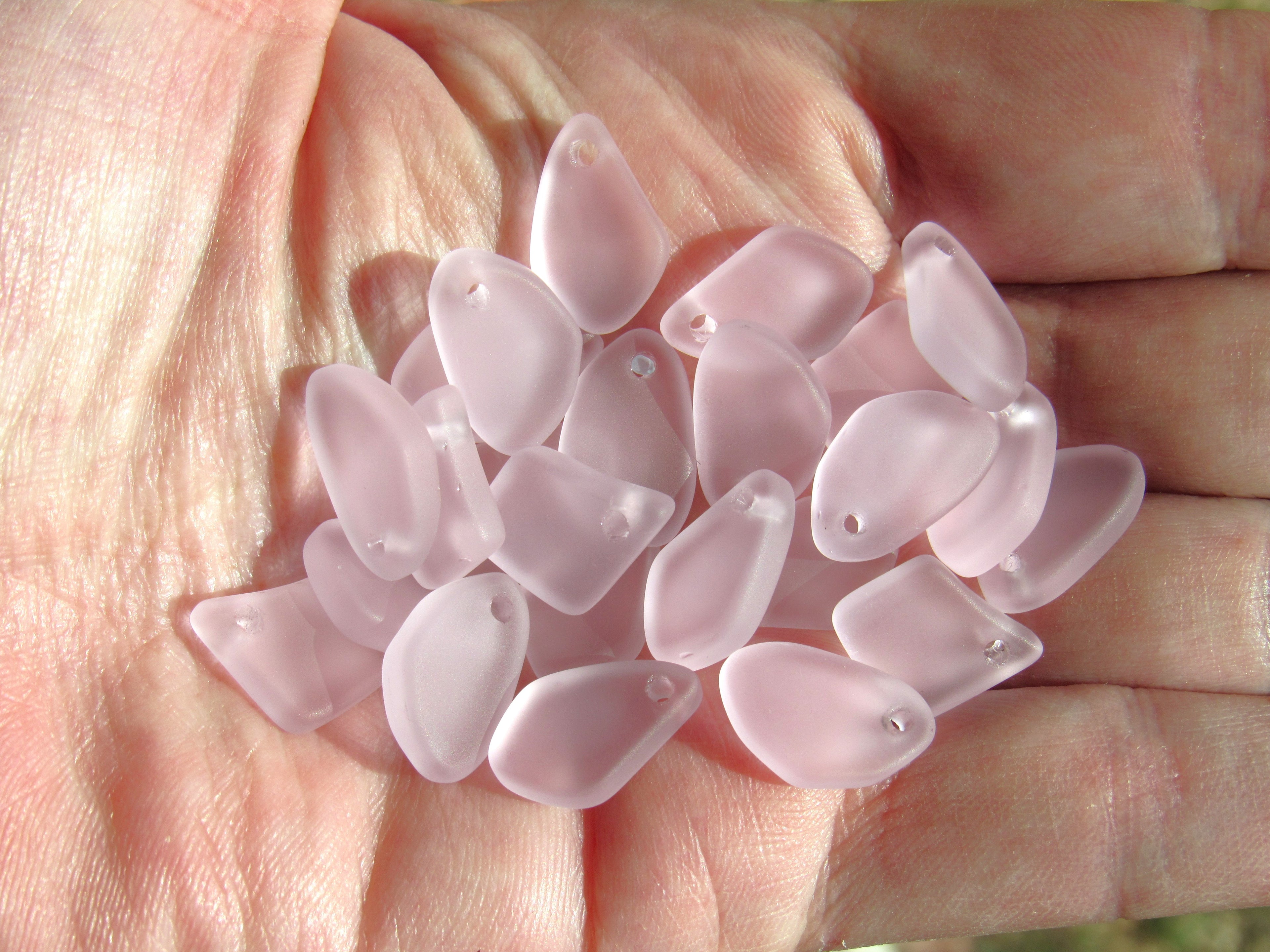15mm Flat Frosted Sea Glass Finish Pendants - Light Seafoam Small top drilled - Jewelry Making Supplies (Copy)