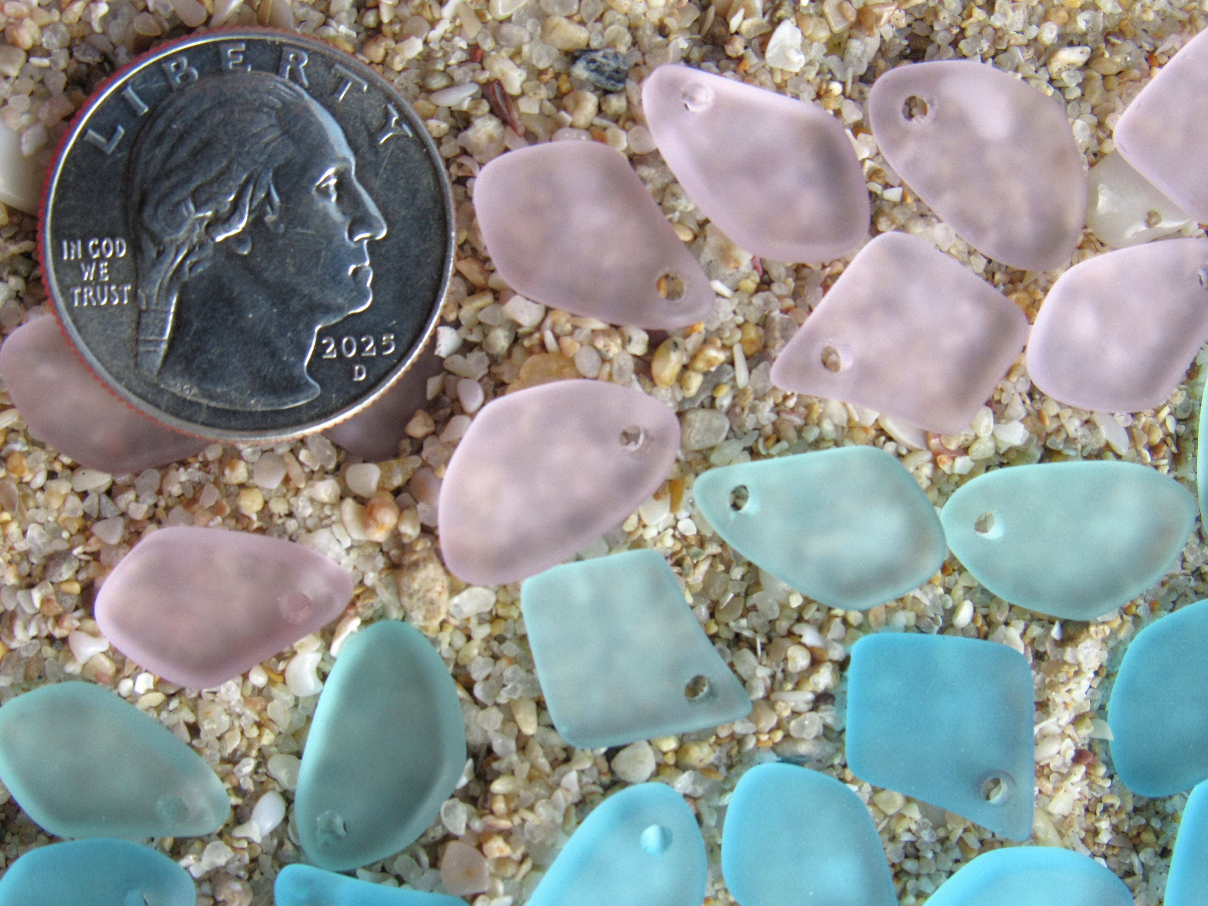 Cultured Sea Glass Freeform Pendants - 15mm Top Drilled - Frosted Matte - 3 Colors - 6/12/18/24pc