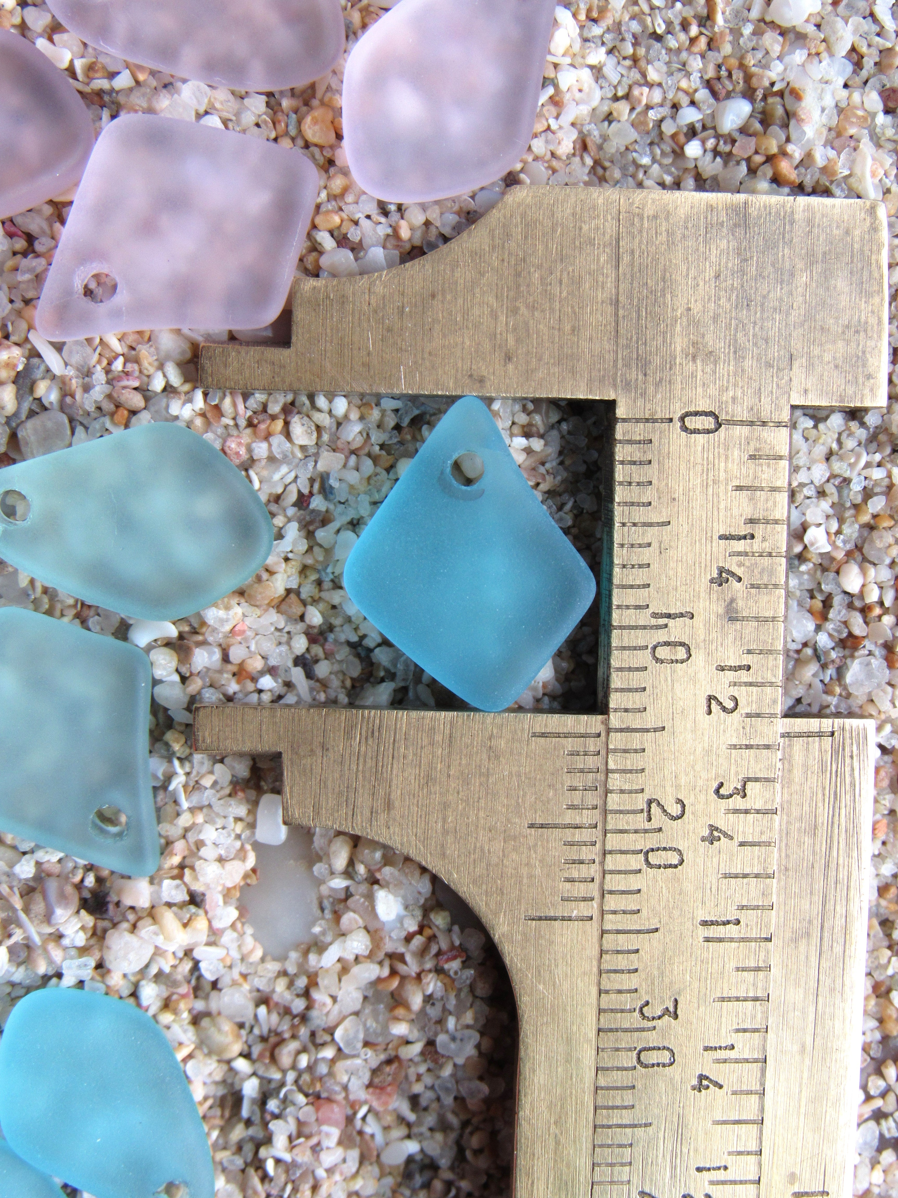 Cultured Sea Glass Freeform Pendants - 15mm Top Drilled - Frosted Matte - 3 Colors - 6/12/18/24pc